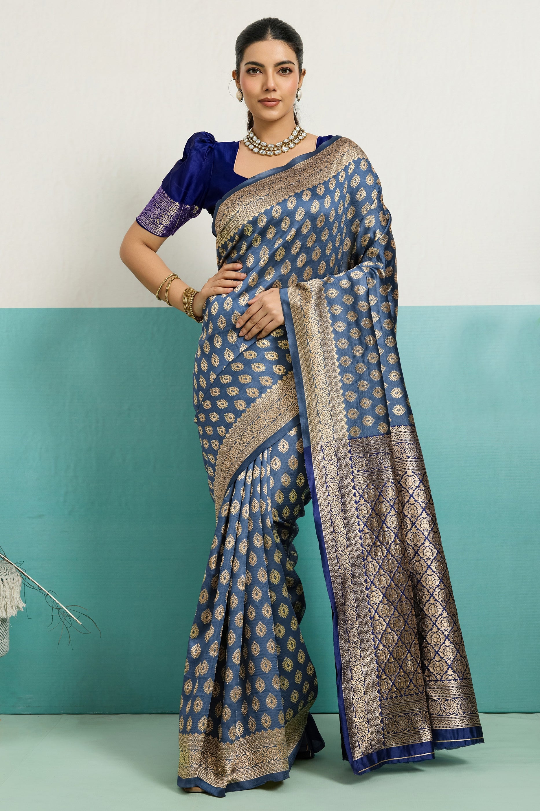 Grey Woven Silk Saree-SAR12511_1_SareeButa.com