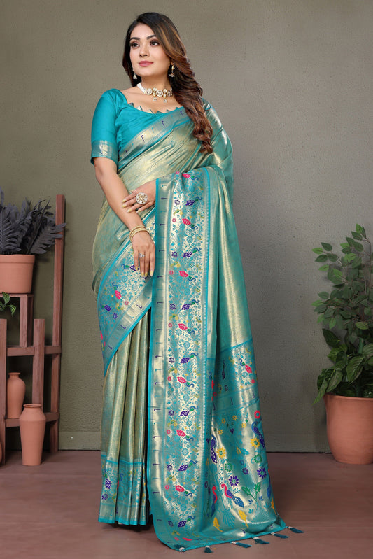 Grey Woven Tissue Silk Paithani Saree-ZB134816_1_SareeButa.com