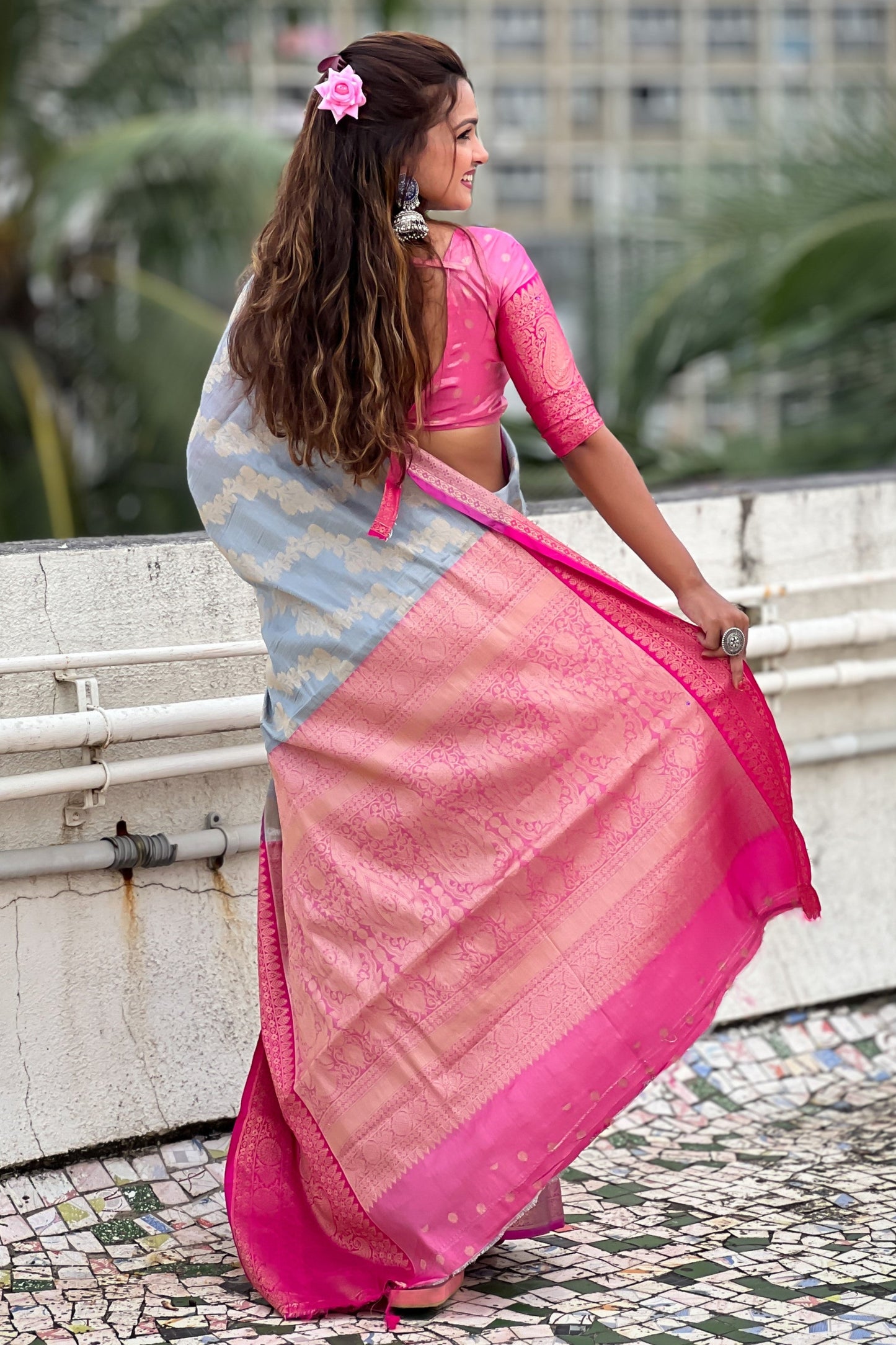 Grey Woven Tissue Silk Saree-ZB133083_2_SareeButa.Com