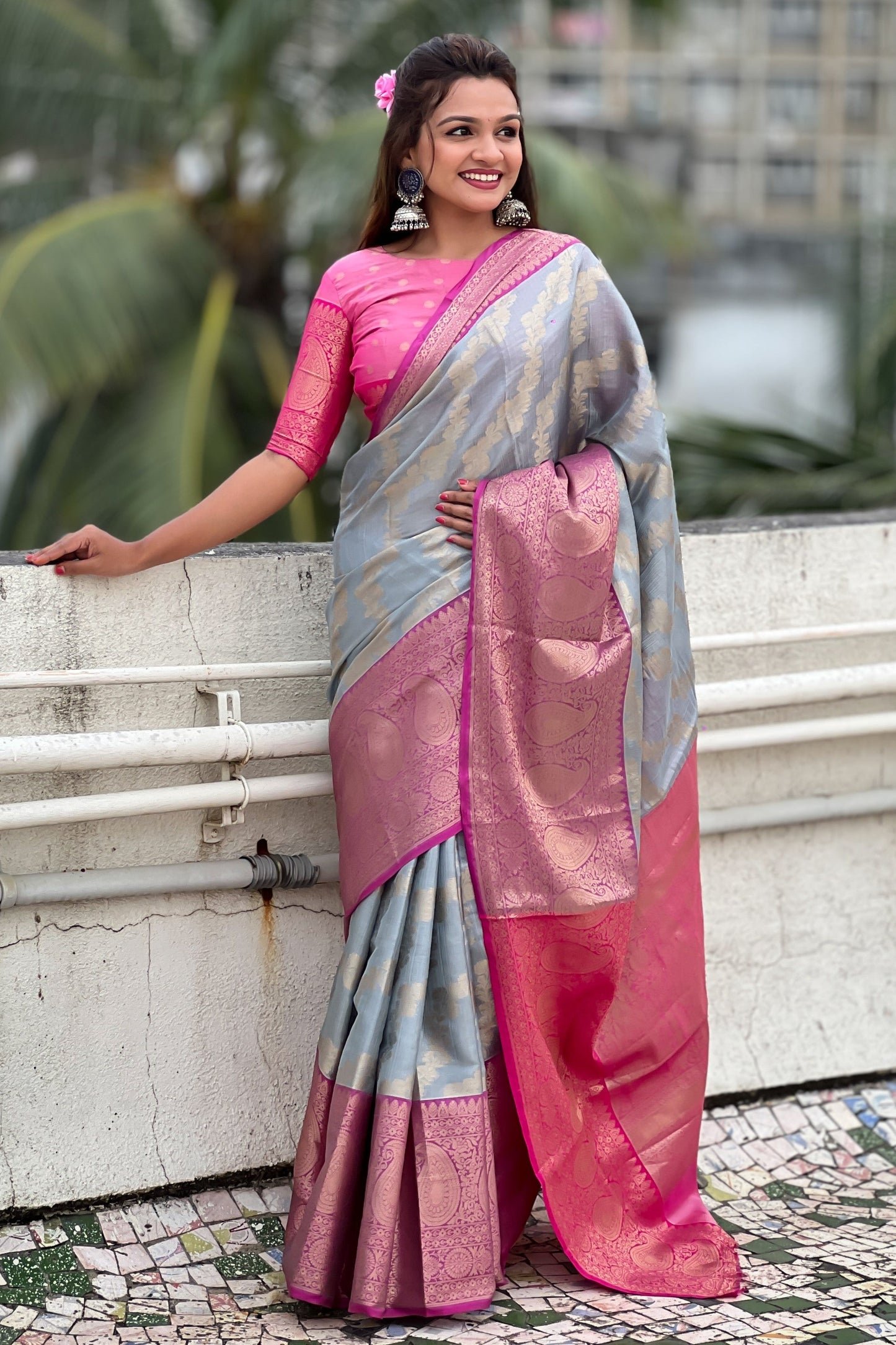 Grey Woven Tissue Silk Saree-ZB133083_3_SareeButa.Com