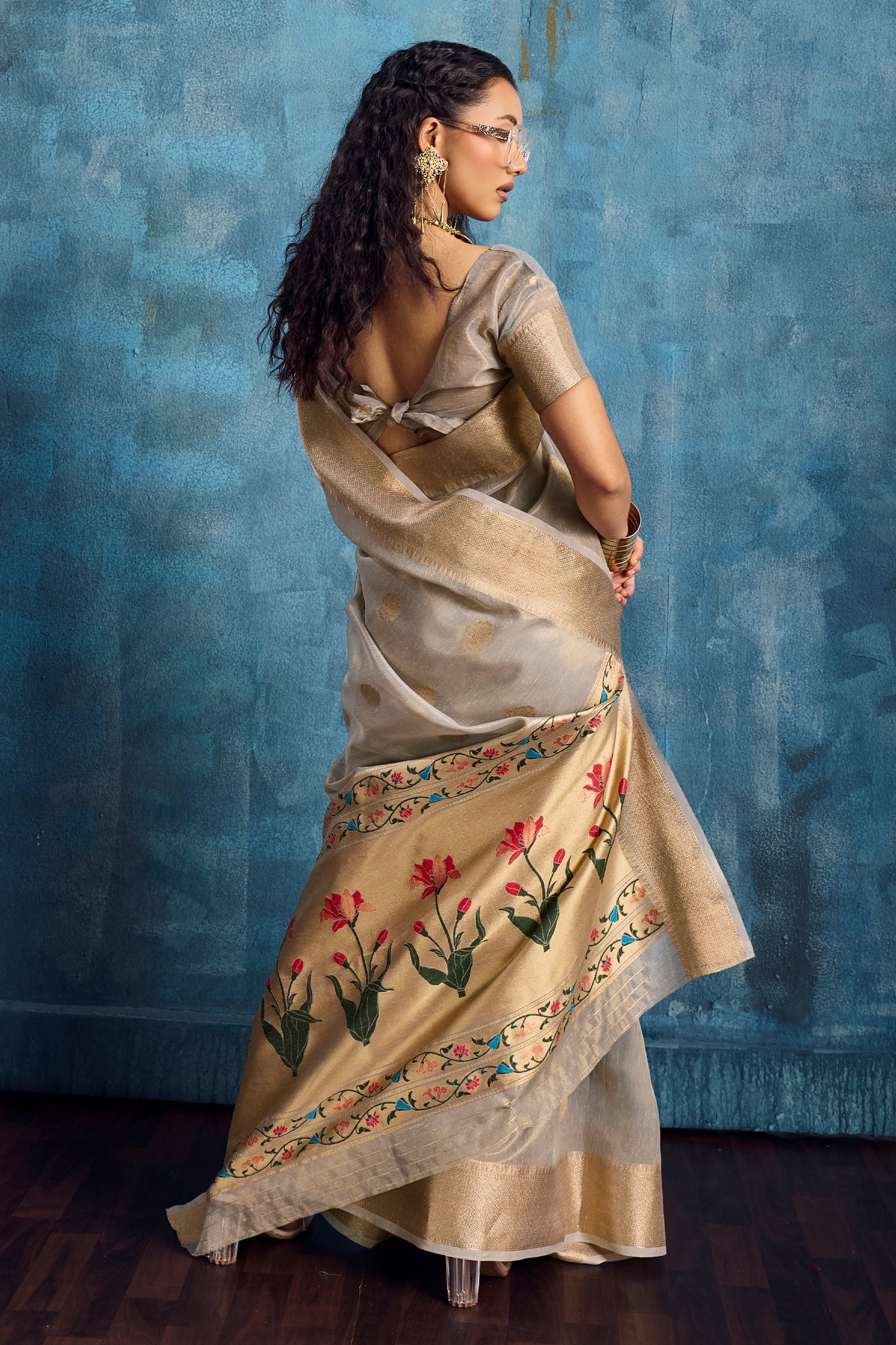 Grey Woven Zari Tissue Saree-SAR12355_2_SareeButa.com