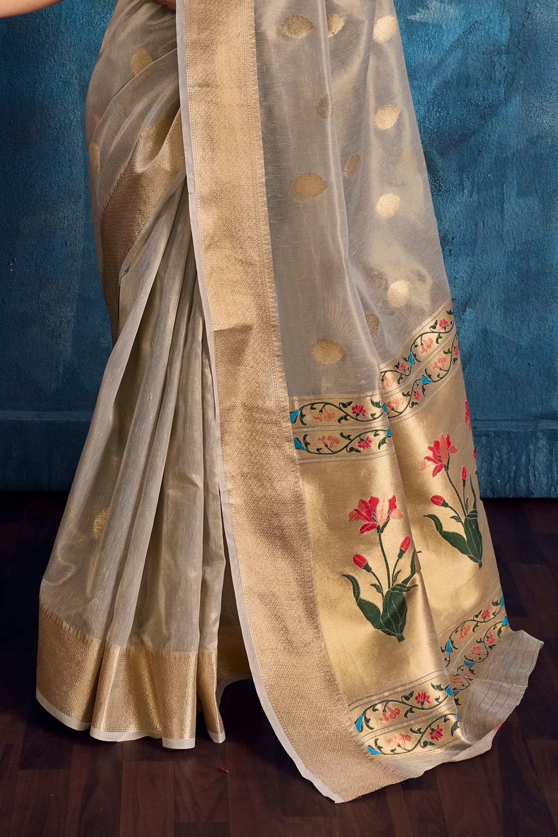 Grey Woven Zari Tissue Saree-SAR12355_5_SareeButa.com