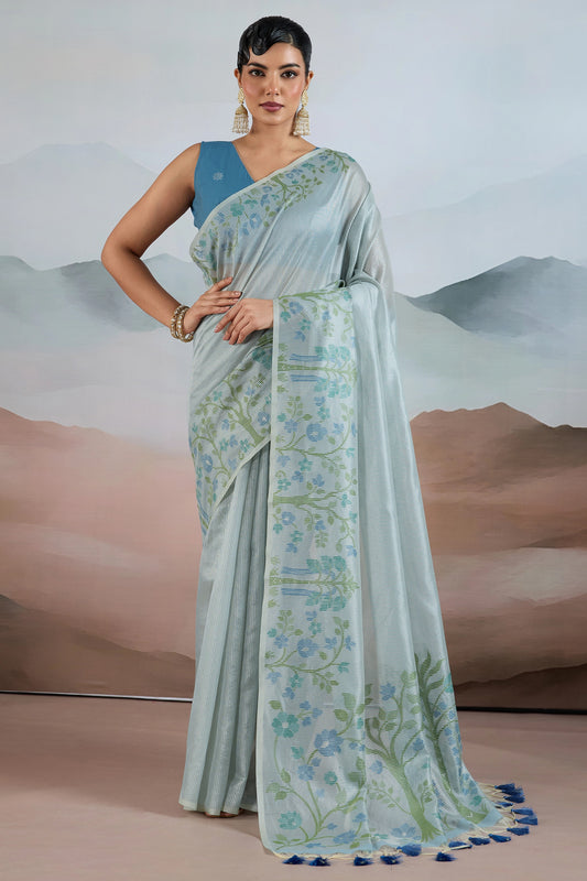 Grey Zari Tissue Brasso saree-SAR12300_1_SareeButa.com