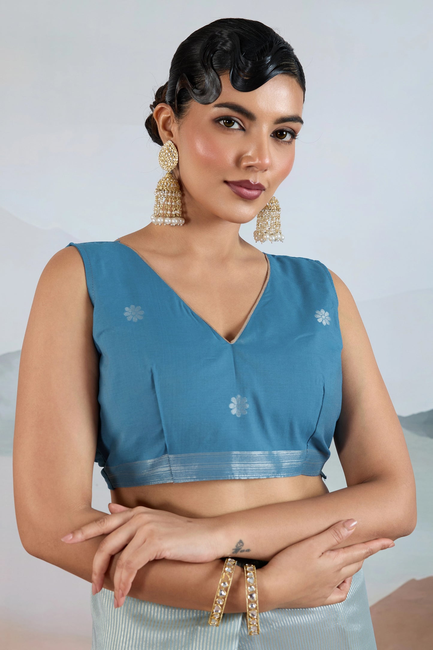 Grey Zari Tissue Brasso saree-SAR12300_4_SareeButa.com