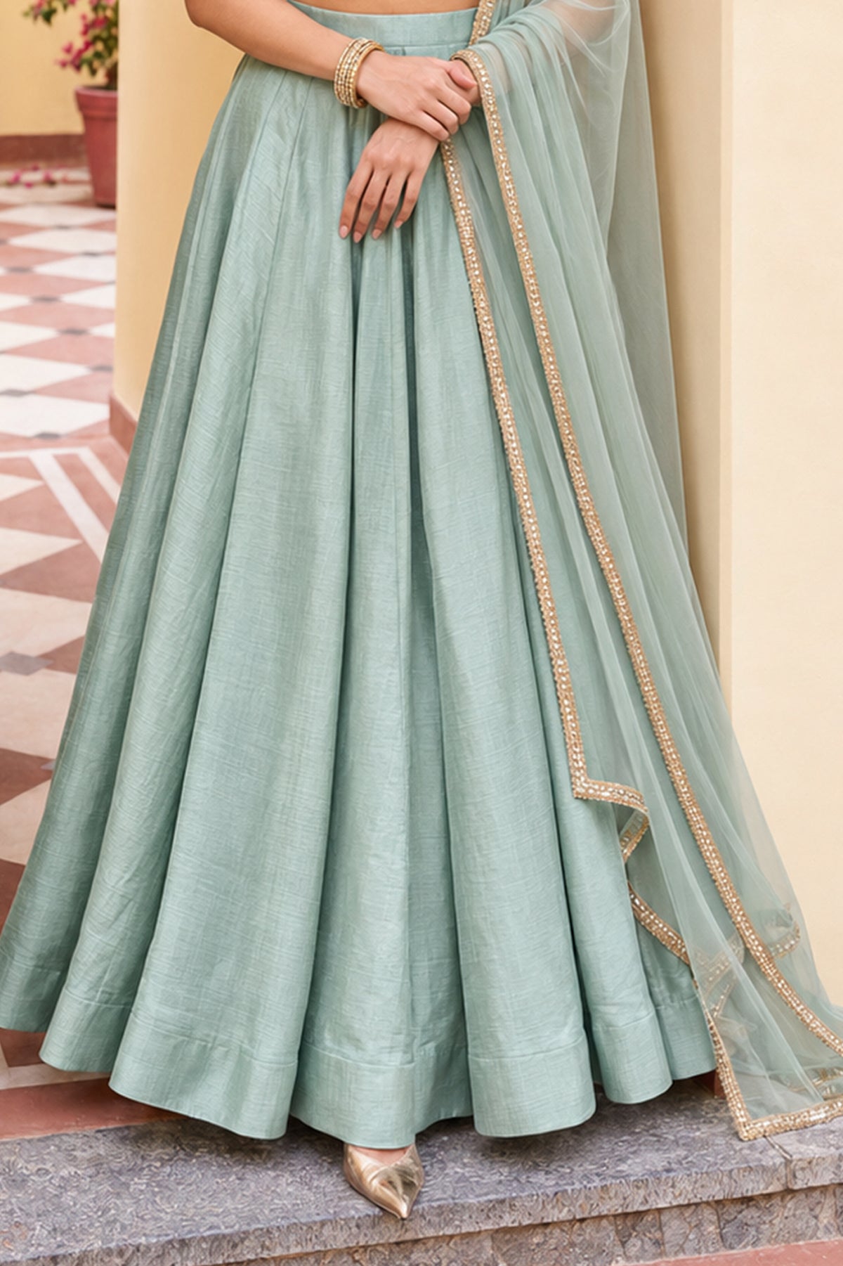 Greyish Blue Readymade Sequence Work Silk Lehenga-SAR13341_5_SareeButa.com