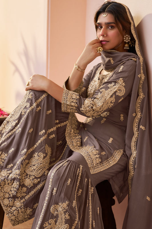 Greyish Mauve Readymade Chinon Sharara Suit-SAR12118_2_SareeButa.com