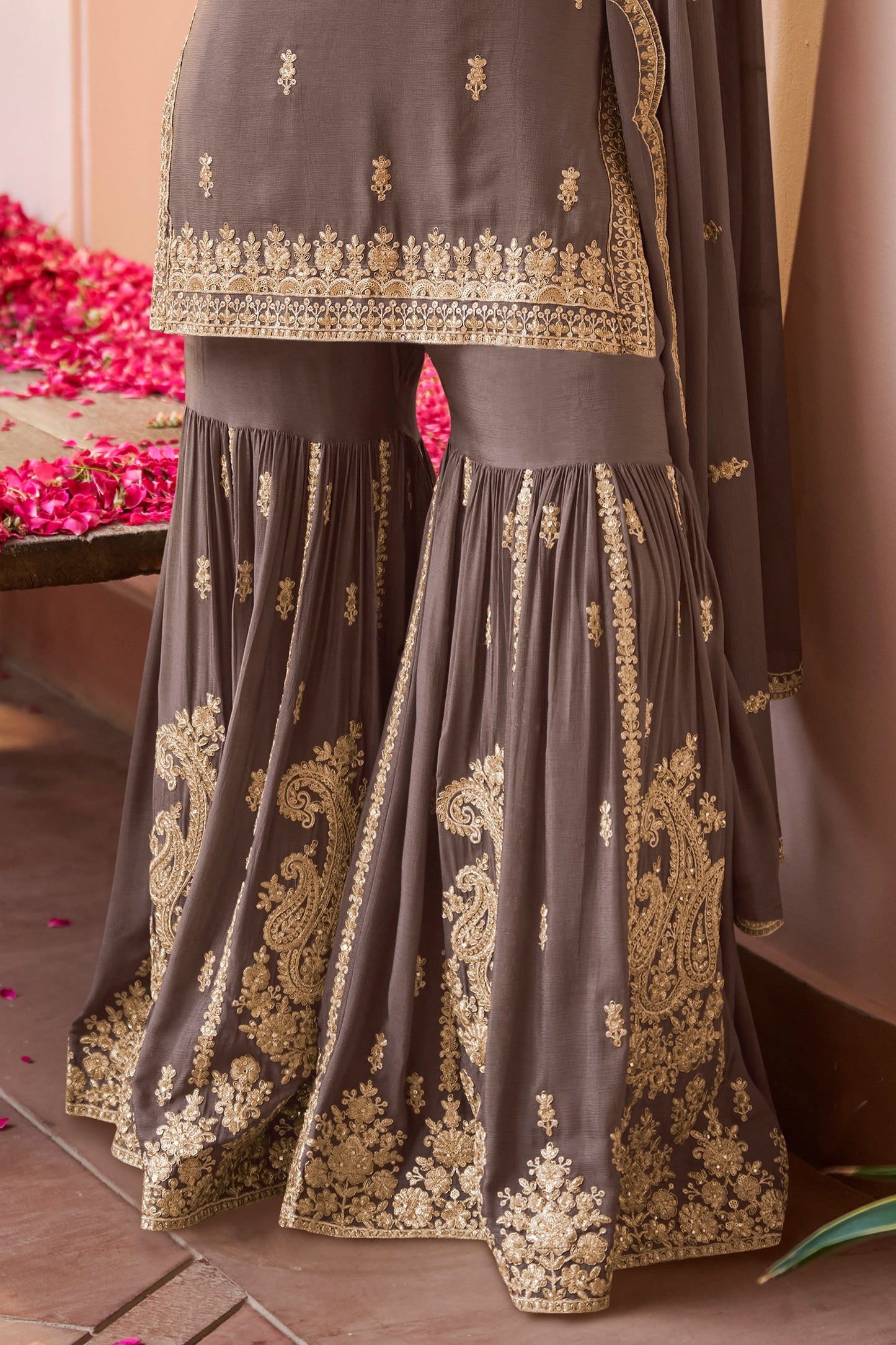 Greyish Mauve Readymade Chinon Sharara Suit-SAR12118_4_SareeButa.com