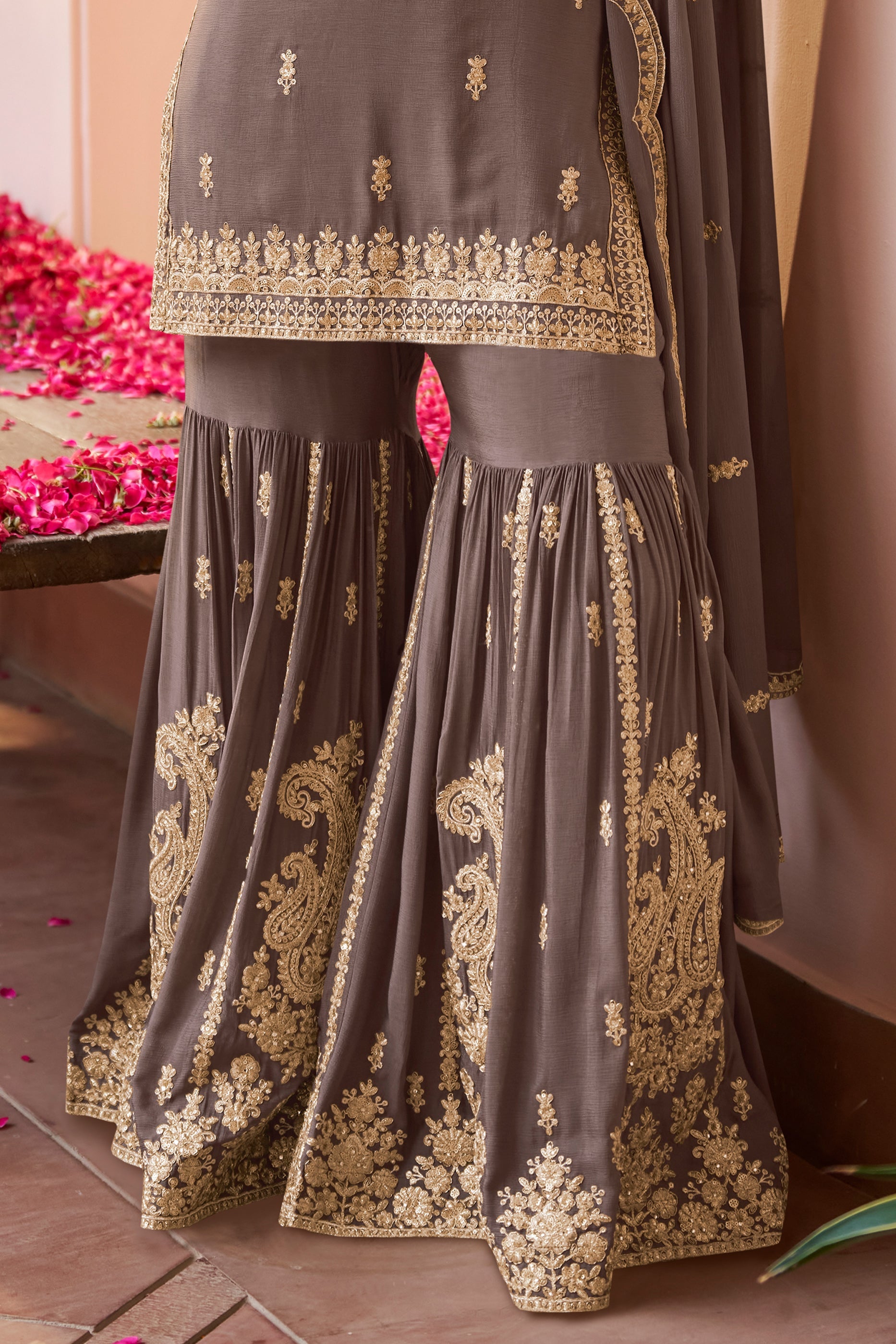 Greyish Mauve Readymade Chinon Sharara Suit-SAR12118_4_SareeButa.com