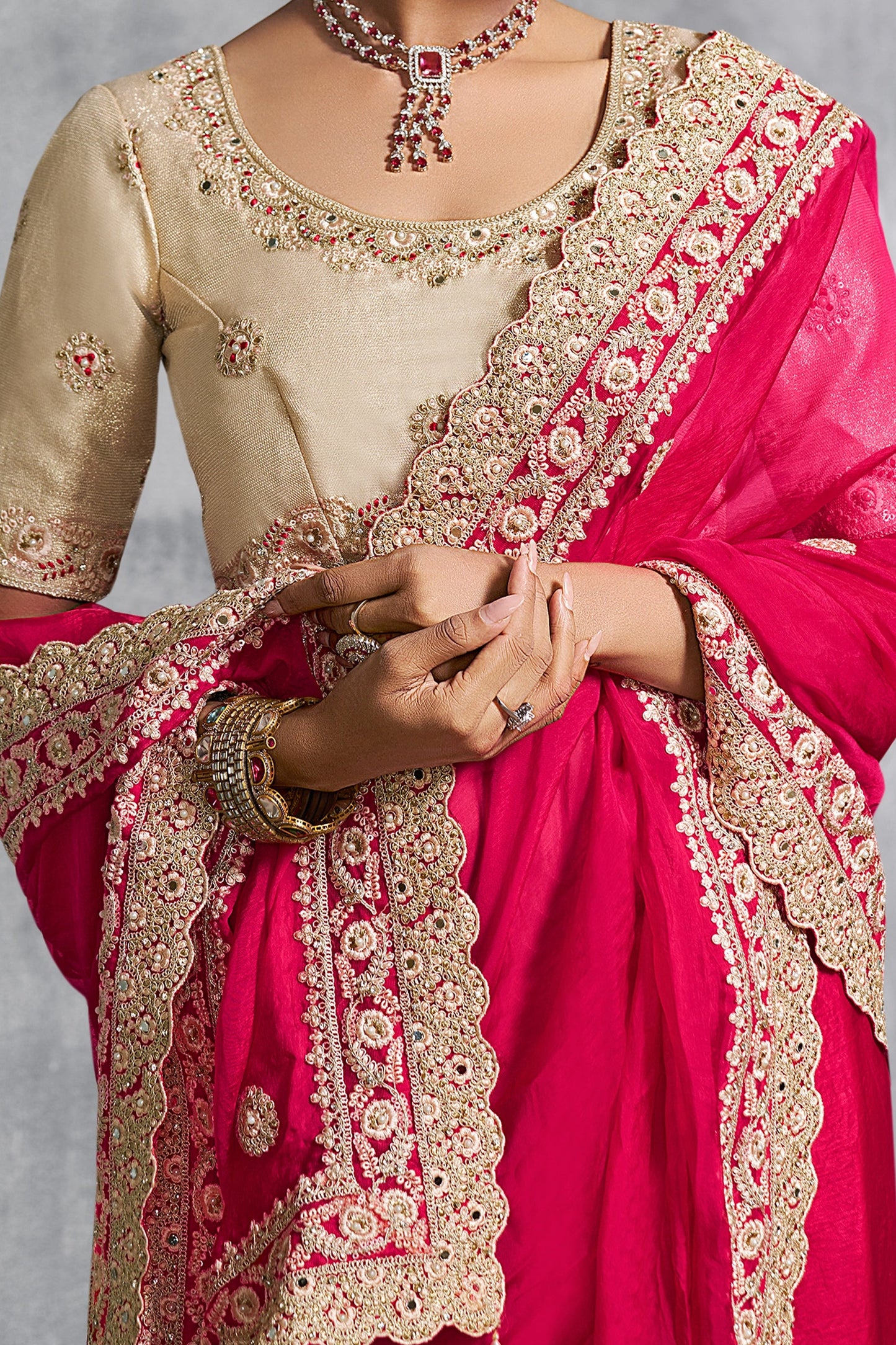 Hot Pink Embroidered Satin Silk Saree-SAR10454_2_SareeButa.com