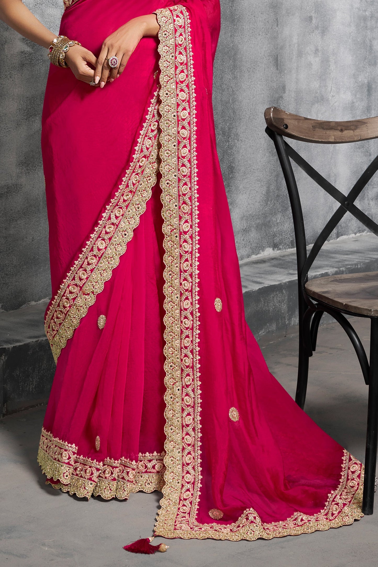 Hot Pink Embroidered Satin Silk Saree-SAR10454_5_SareeButa.com