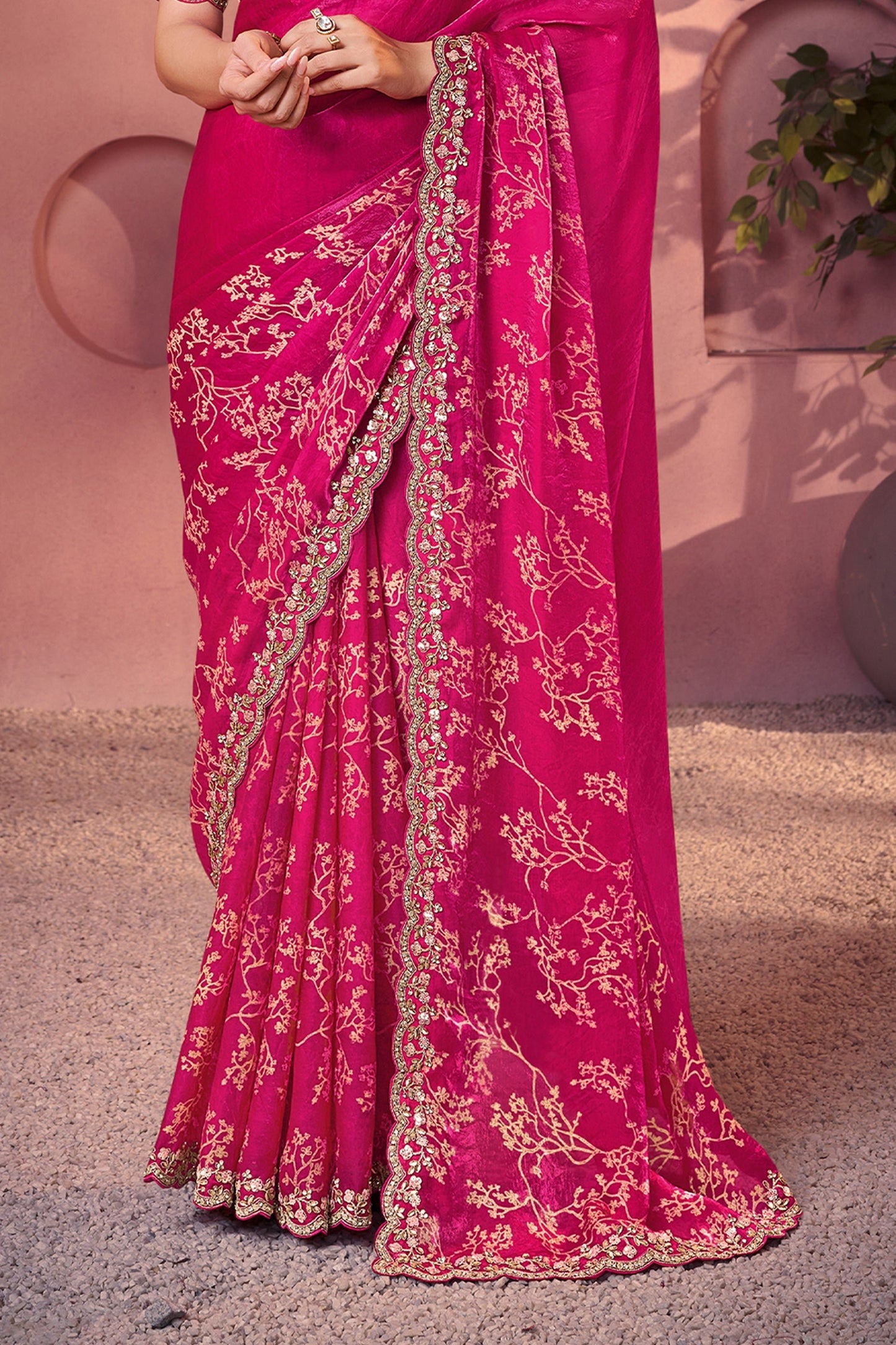 Hot Pink Embroidered Satin Silk Saree-SAR10892_4_SareeButa.com