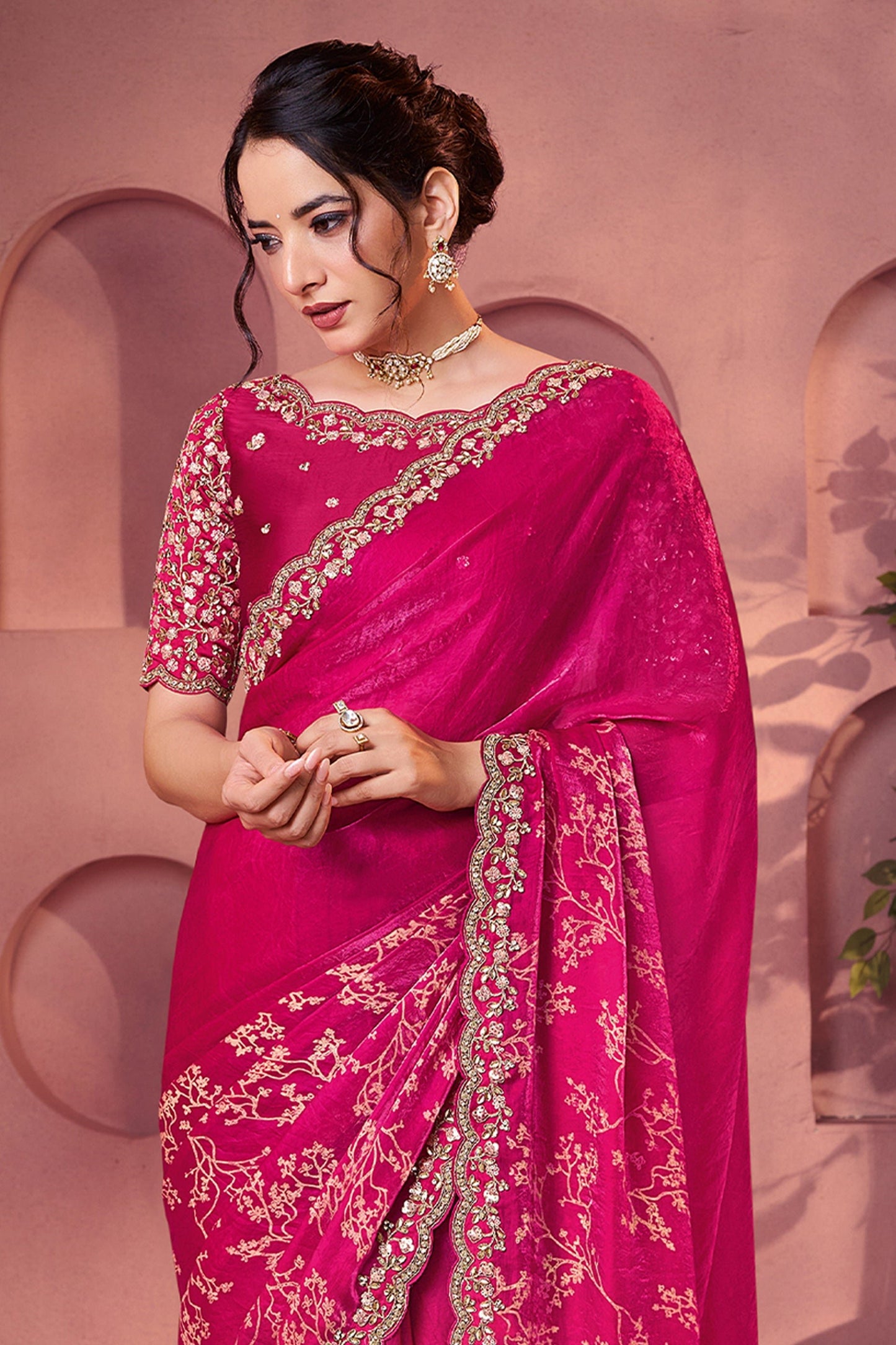 Hot Pink Embroidered Satin Silk Saree-SAR10892_5_SareeButa.com