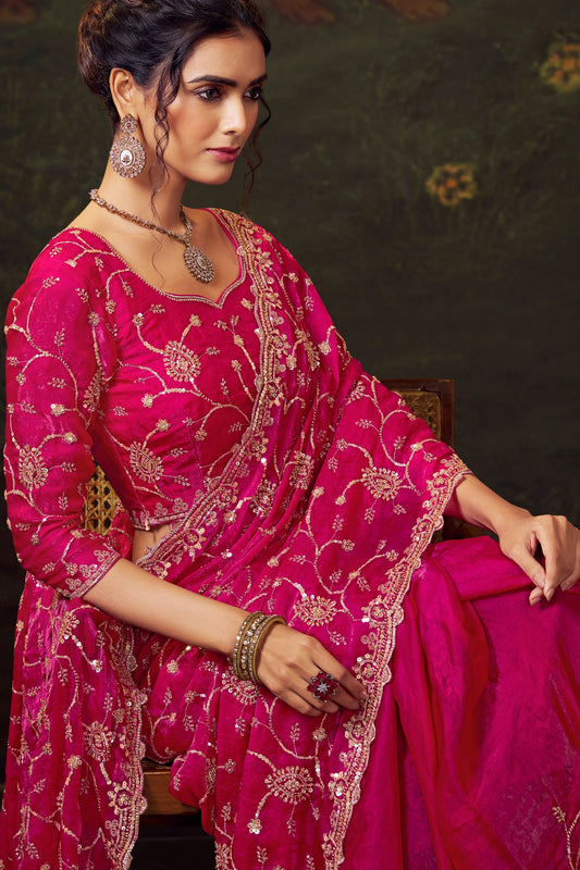Hot Pink Embroidered Tissue Saree-SAR11170_2_SareeButa.com