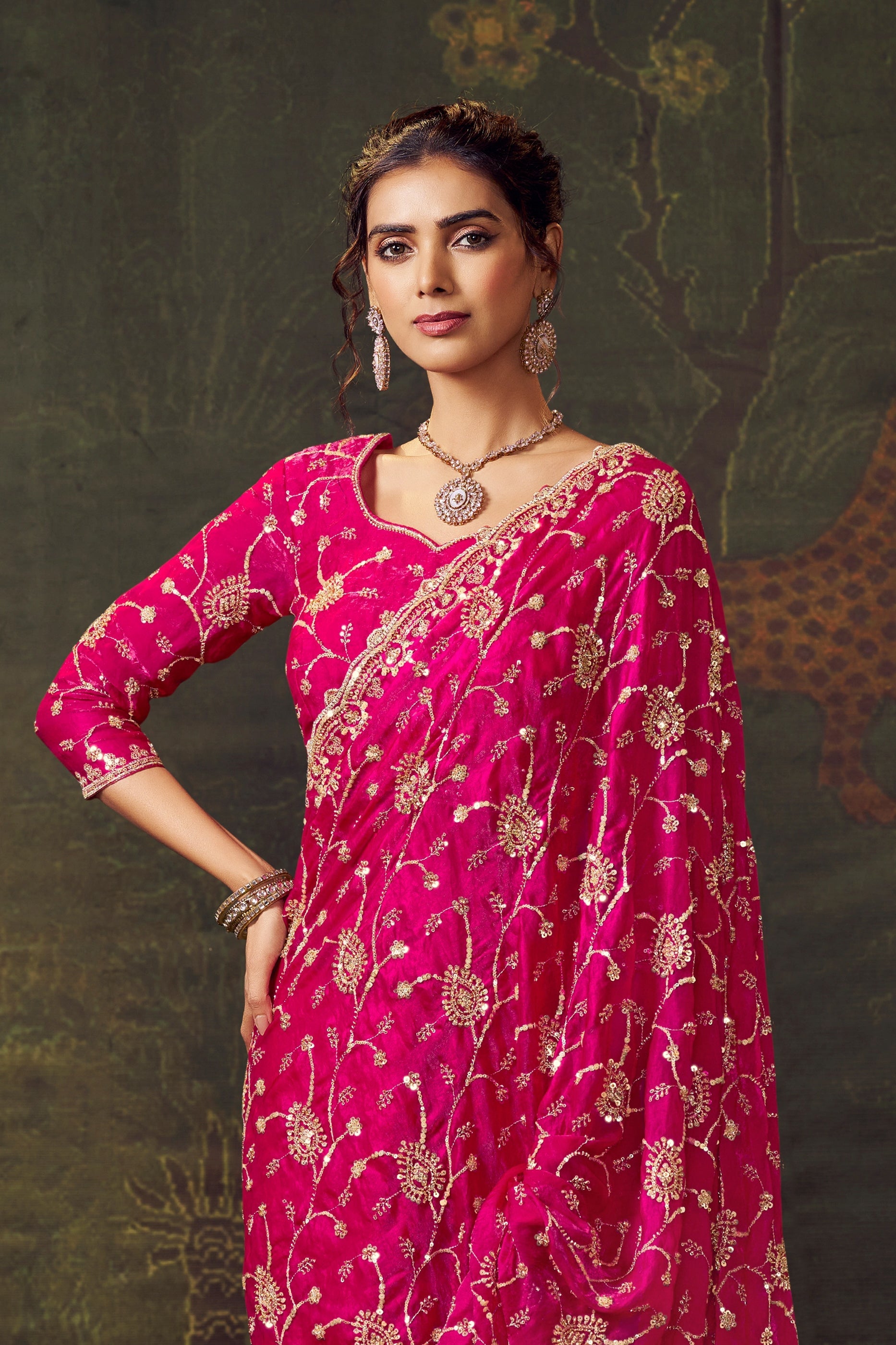 Hot Pink Embroidered Tissue Saree-SAR11170_3_SareeButa.com