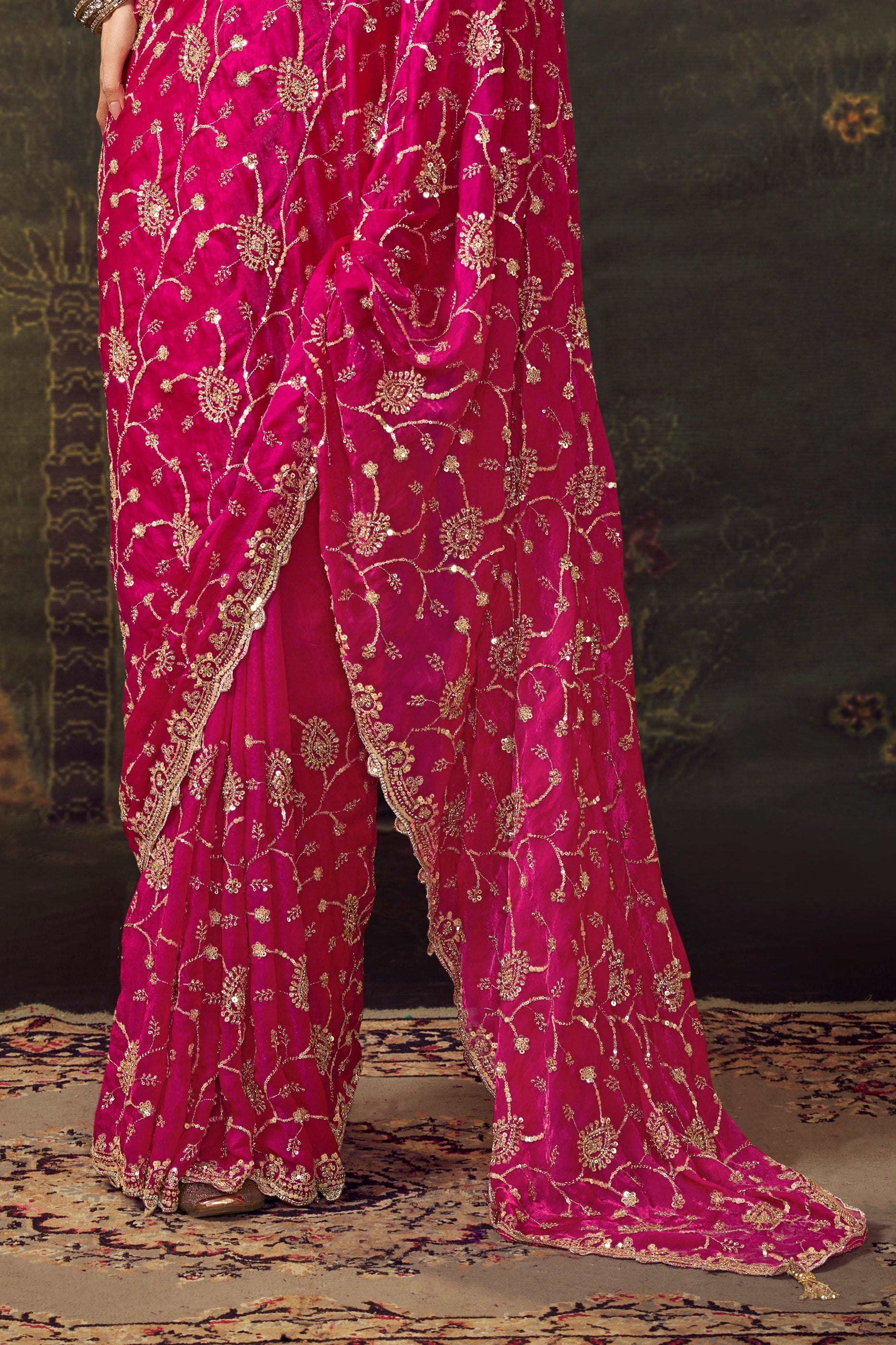 Hot Pink Embroidered Tissue Saree-SAR11170_4_SareeButa.com