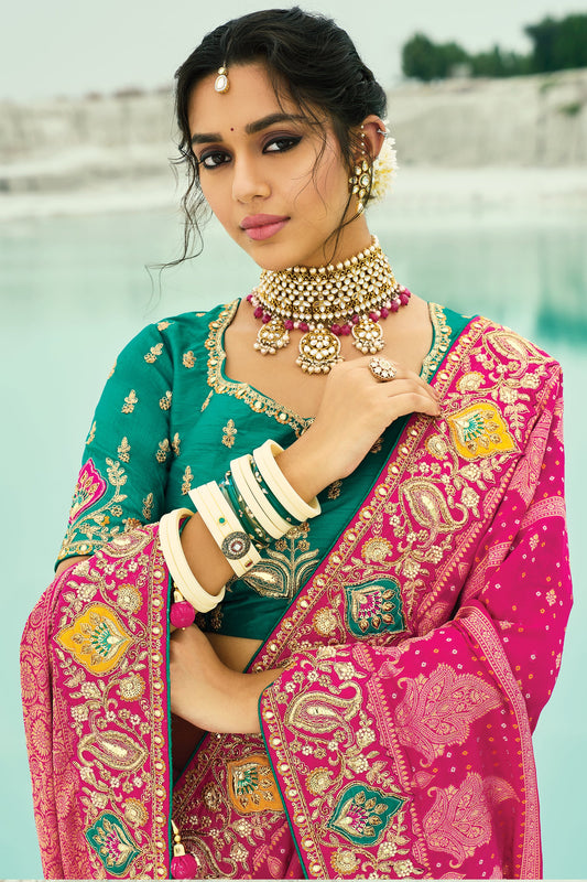 Hot Pink Georgette Bandhani Saree-SAR10296_2_SareeButa.com