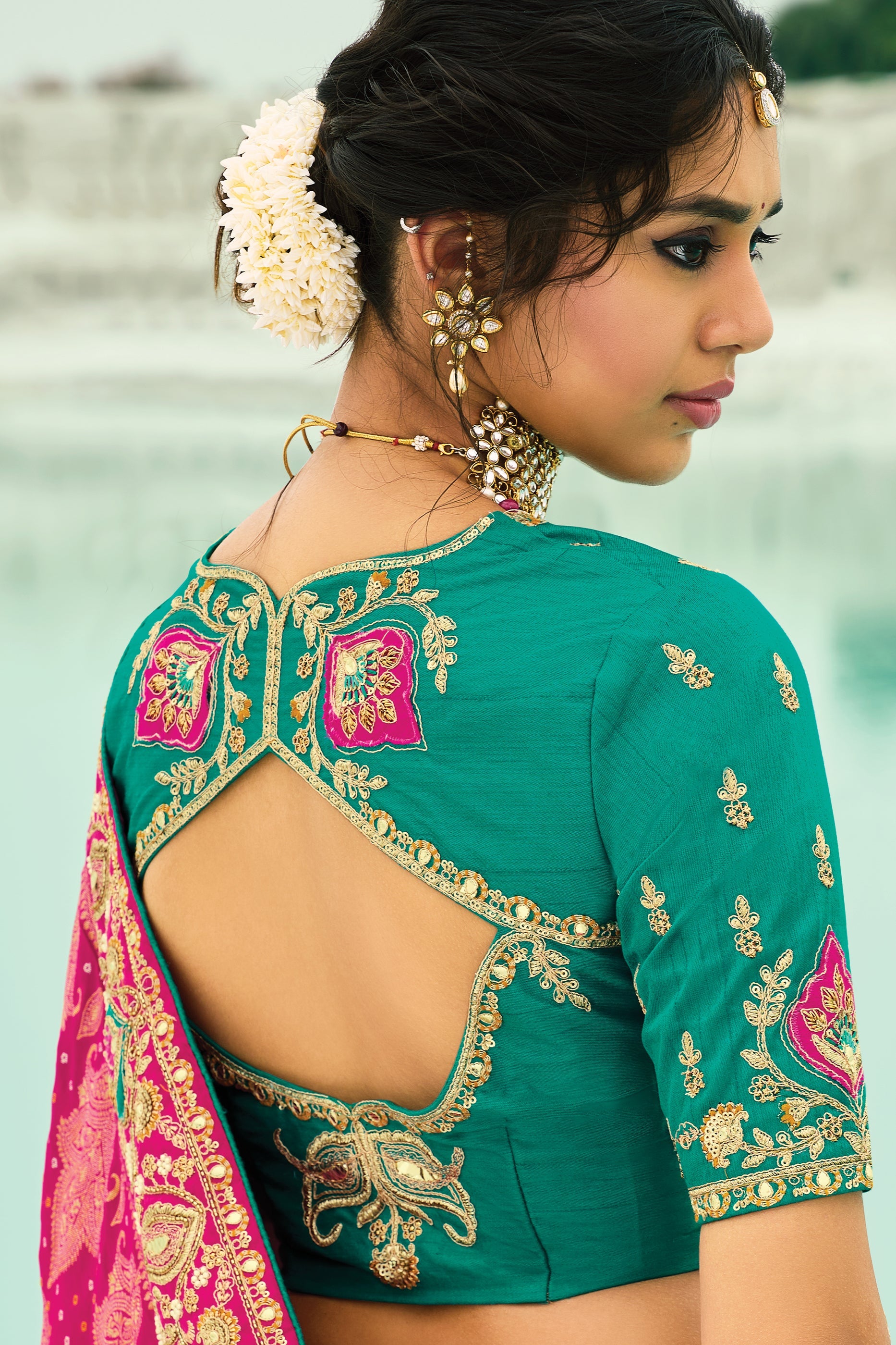 Hot Pink Georgette Bandhani Saree-SAR10296_3_SareeButa.com