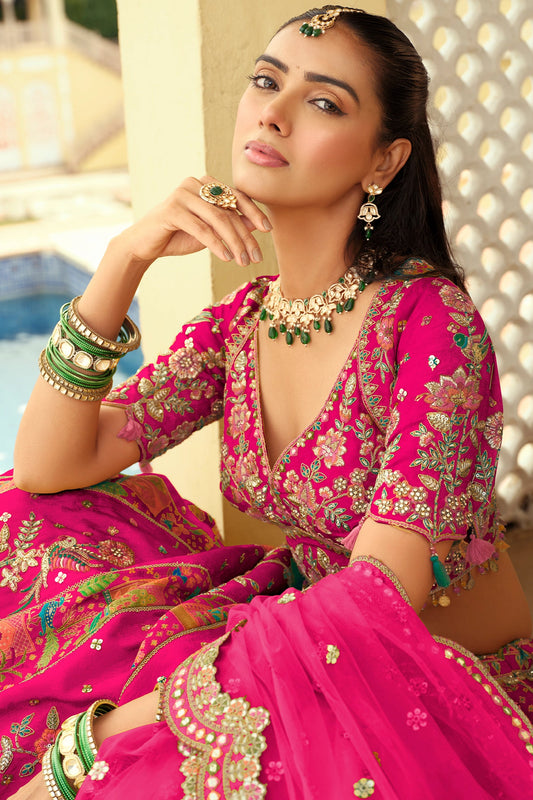 Hot Pink Readymade Embroidered Silk Lehenga-SAR10901_2_SareeButa.com