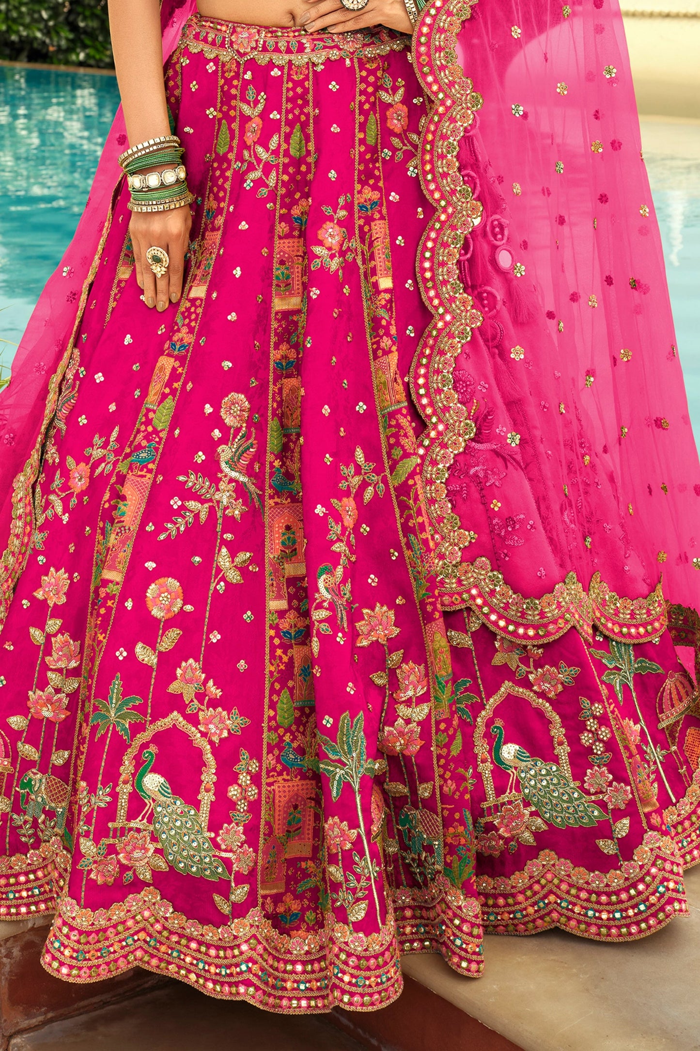 Hot Pink Readymade Embroidered Silk Lehenga-SAR10901_4_SareeButa.com
