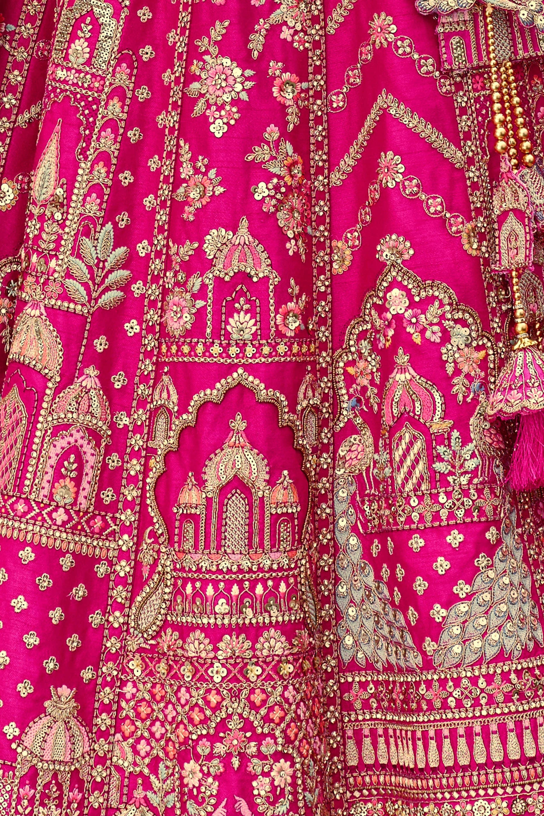 Hot Pink Semi-Stitched Embroidered Silk Lehenga-SAR10536_4_SareeButa.com
