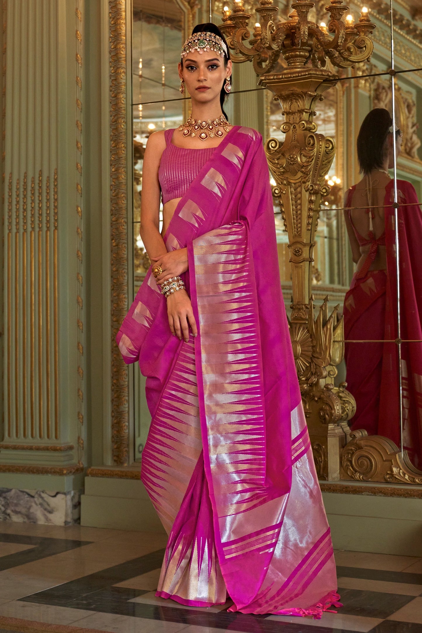 Hot Pink Woven Silk Saree-SAR11335_1_SareeButa.com