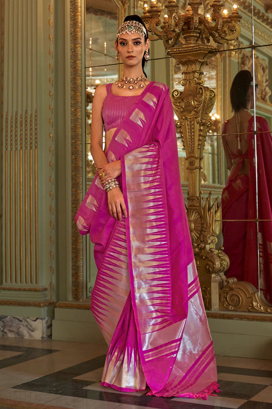 Hot Pink Woven Silk Saree-SAR11335_1_SareeButa.com