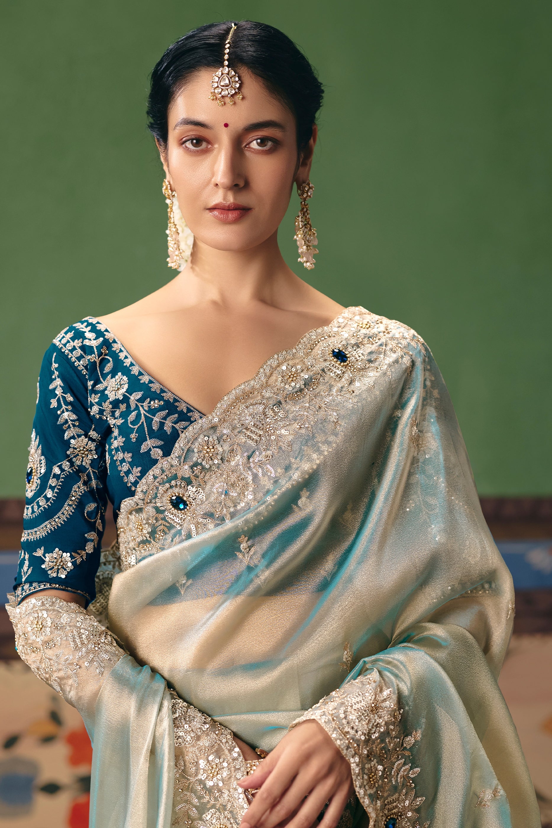 Ice Blue Embroidered Organza Silk Saree-SAR12262_3_SareeButa.com