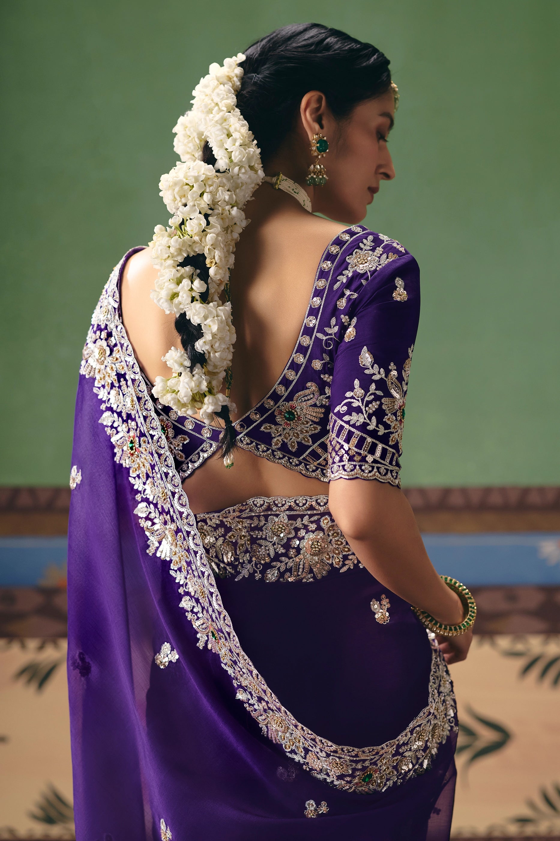 Indigo Blue Embroidered Organza Silk Saree-SAR12261_5_SareeButa.com