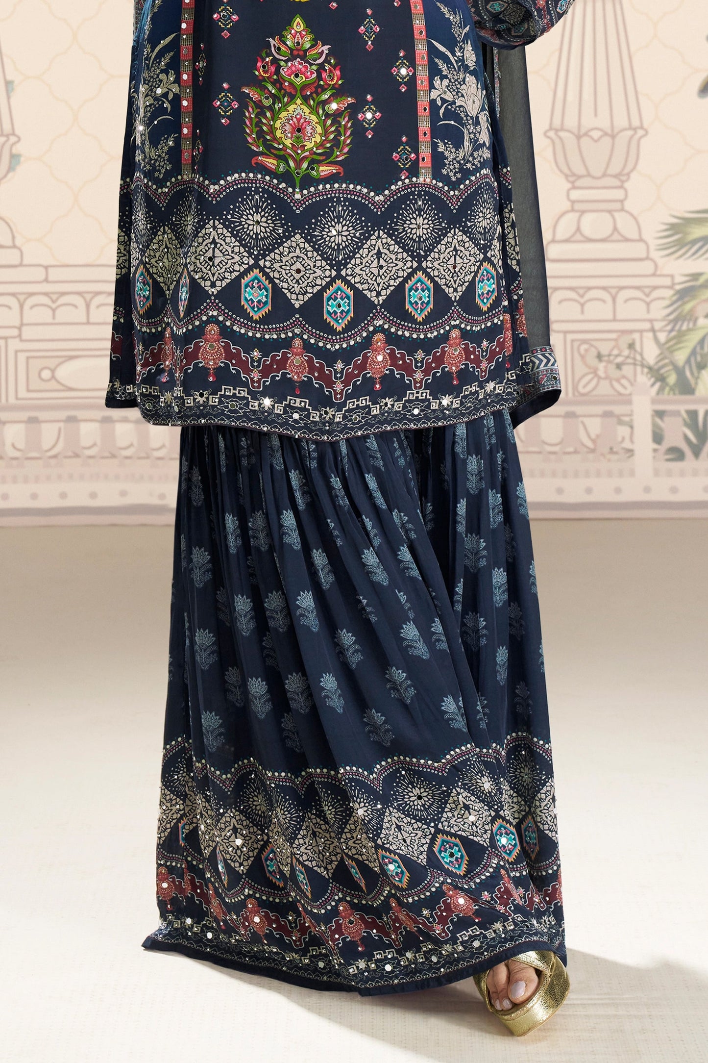 Indigo Blue Readymade Satin Crepe Sharara Suit-SAR10934_5_SareeButa.com