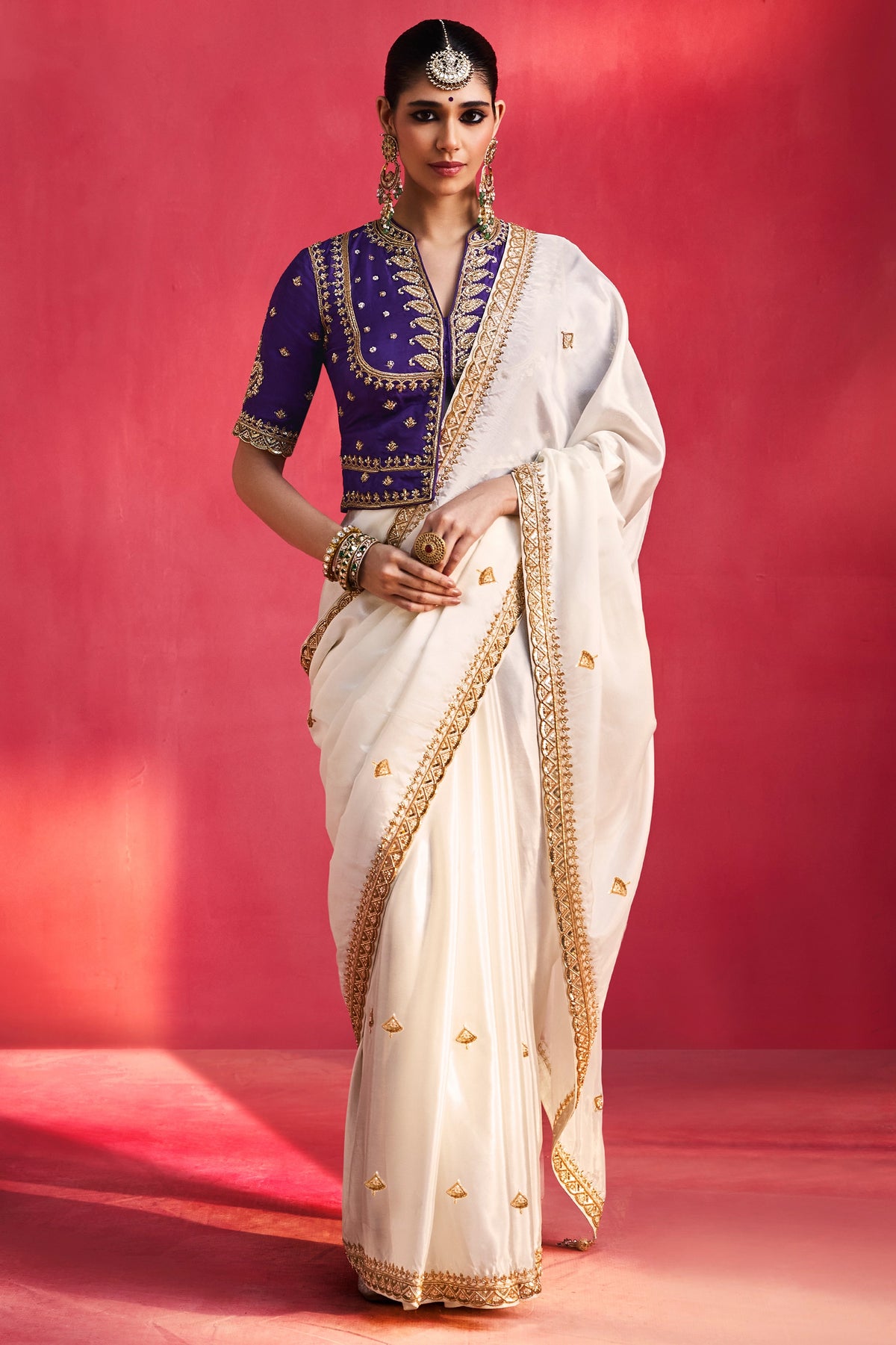 Ivory Embroidered Natural Silk Saree-SAR13300_1_SareeButa.com
