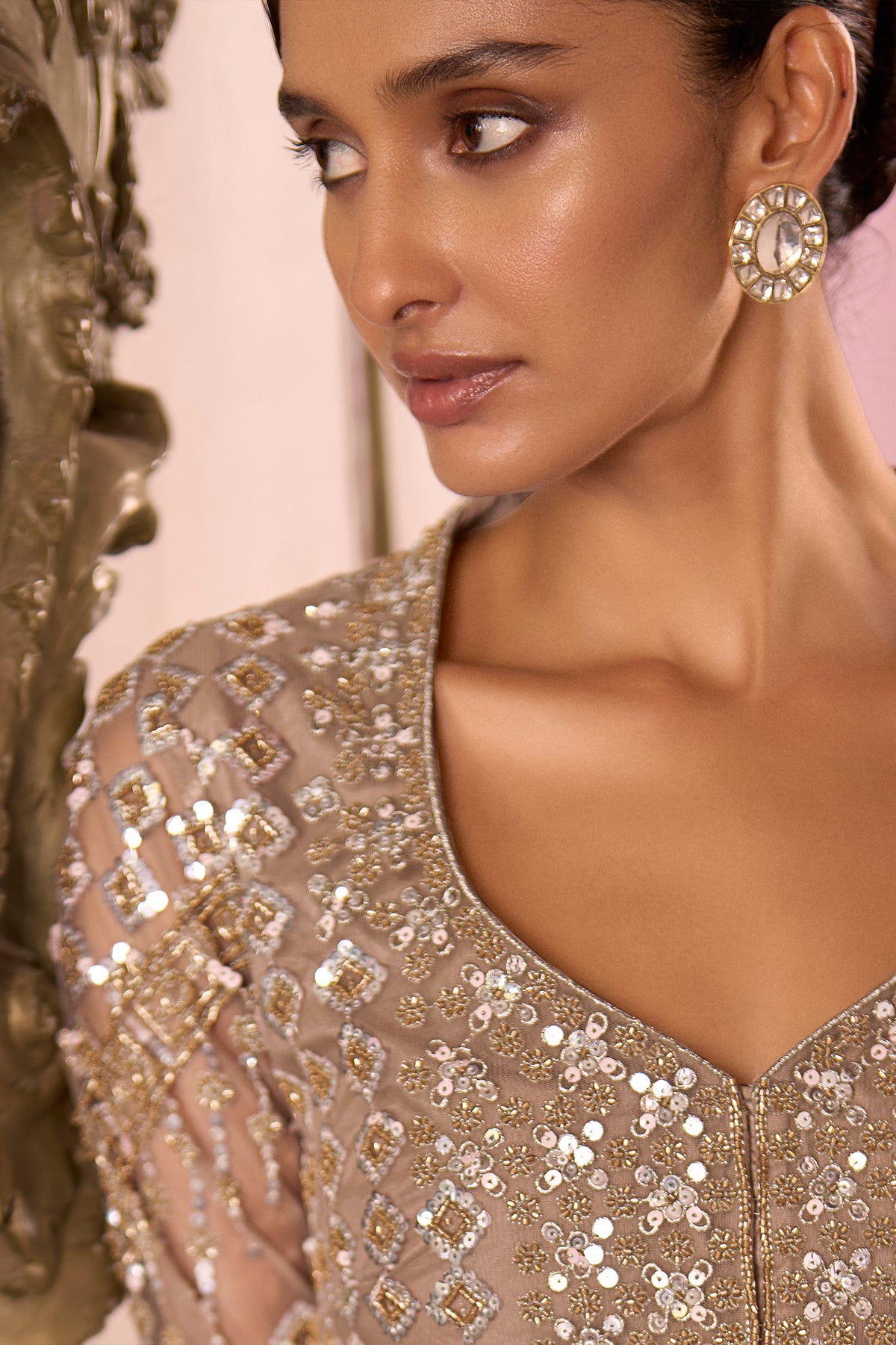 Ivory Gold Readymade Heavy Work Net Suit-SAR13244_3_SareeButa.com