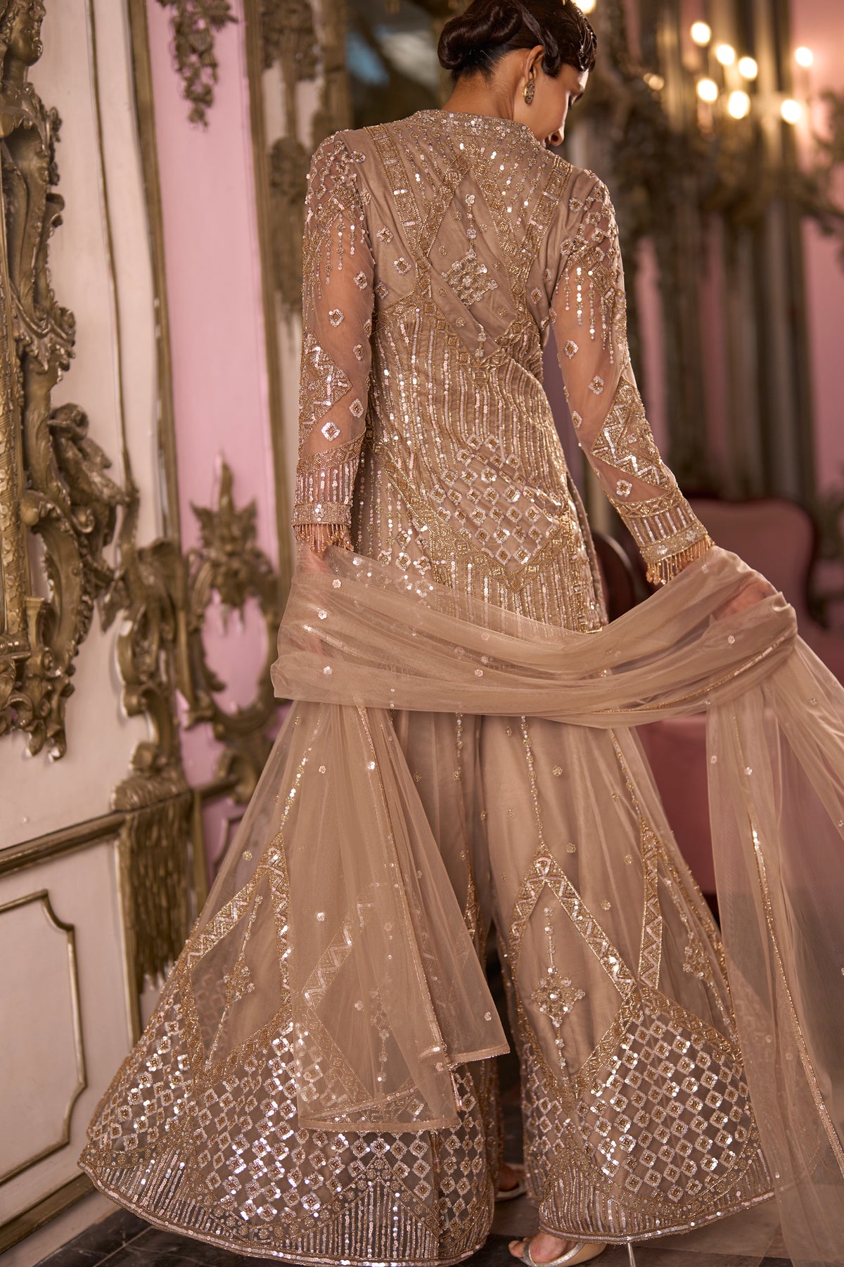 Ivory Gold Readymade Heavy Work Net Suit-SAR13244_5_SareeButa.com