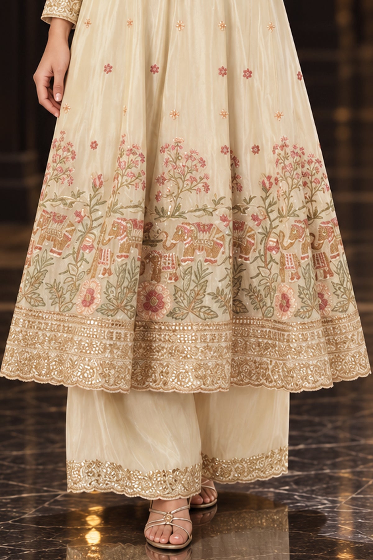 Ivory Readymade Embroidered Tissue Anarkali Suit-SAR13566_4_SareeButa.com