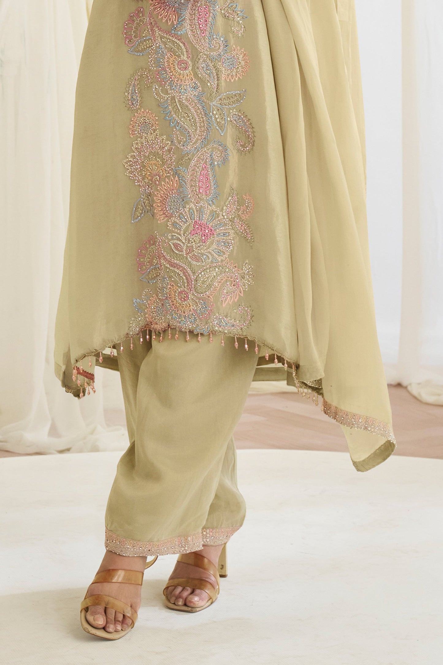 Khakhi Beige Readymade Embroidered Silk Suit-SAR11983_5_SareeButa.com