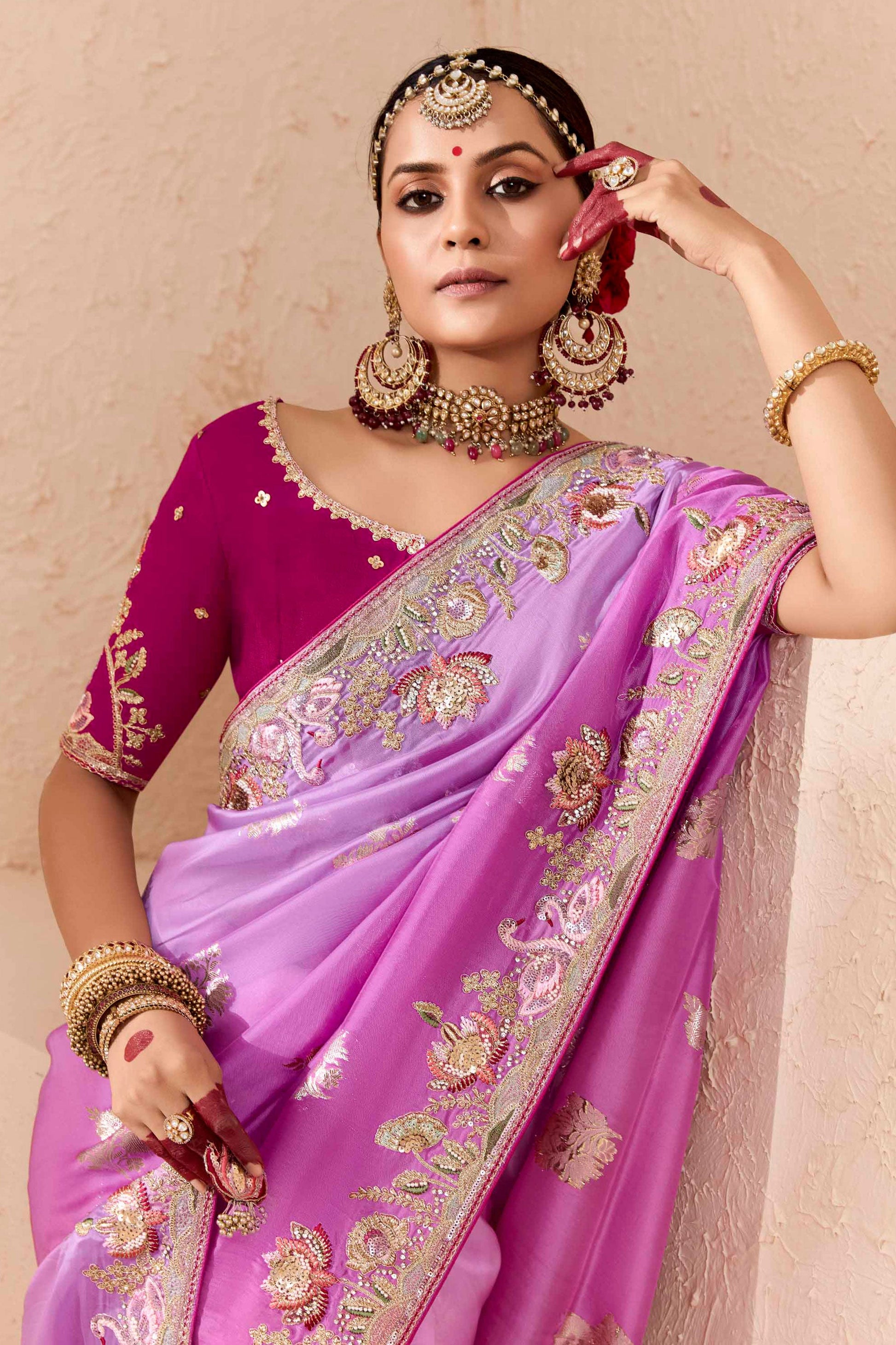 Pink Embroidered Silk Saree-ZB133295_3_SareeButa.Com