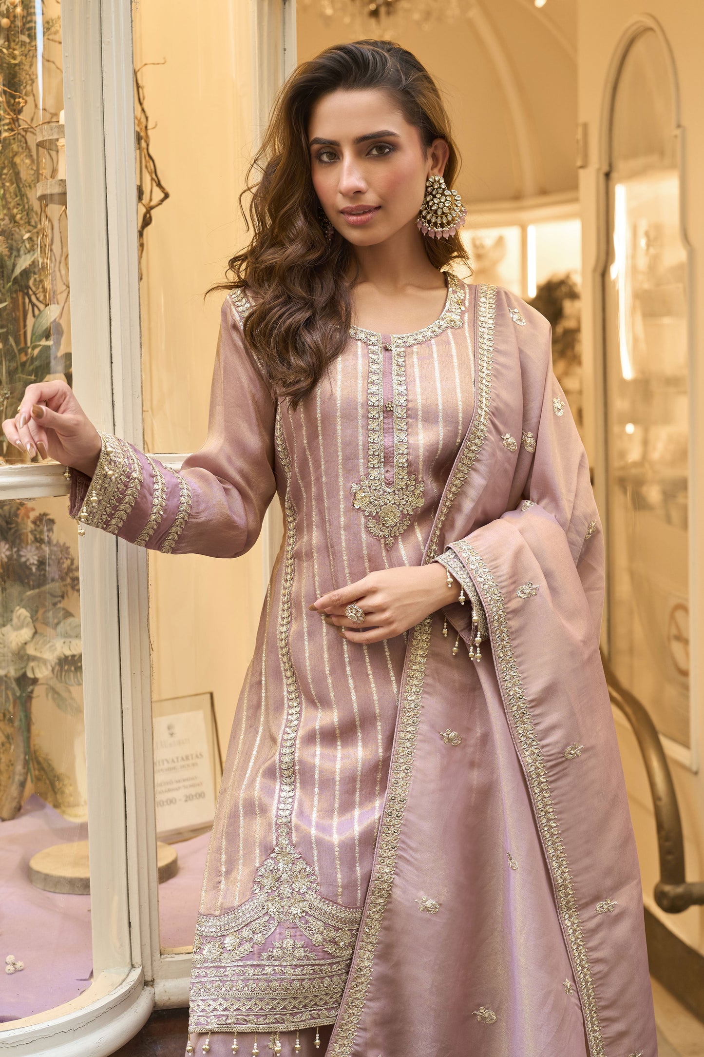 Lavender Pink Readymade Embroidered Viscose Silk Sharara Suit-SS936_2_SareeButa.com