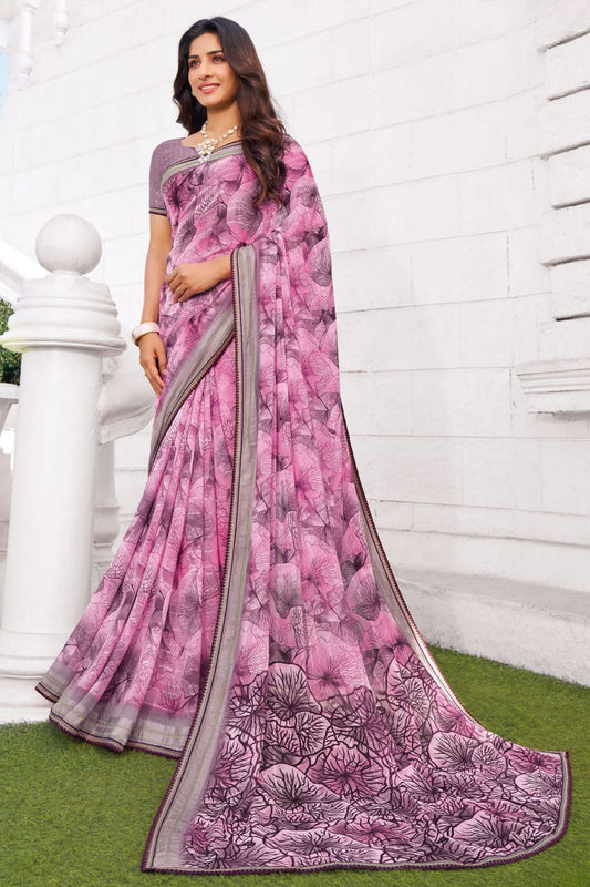 Lavender Printed Georgette Saree-ZB133240_1_SareeButa.com