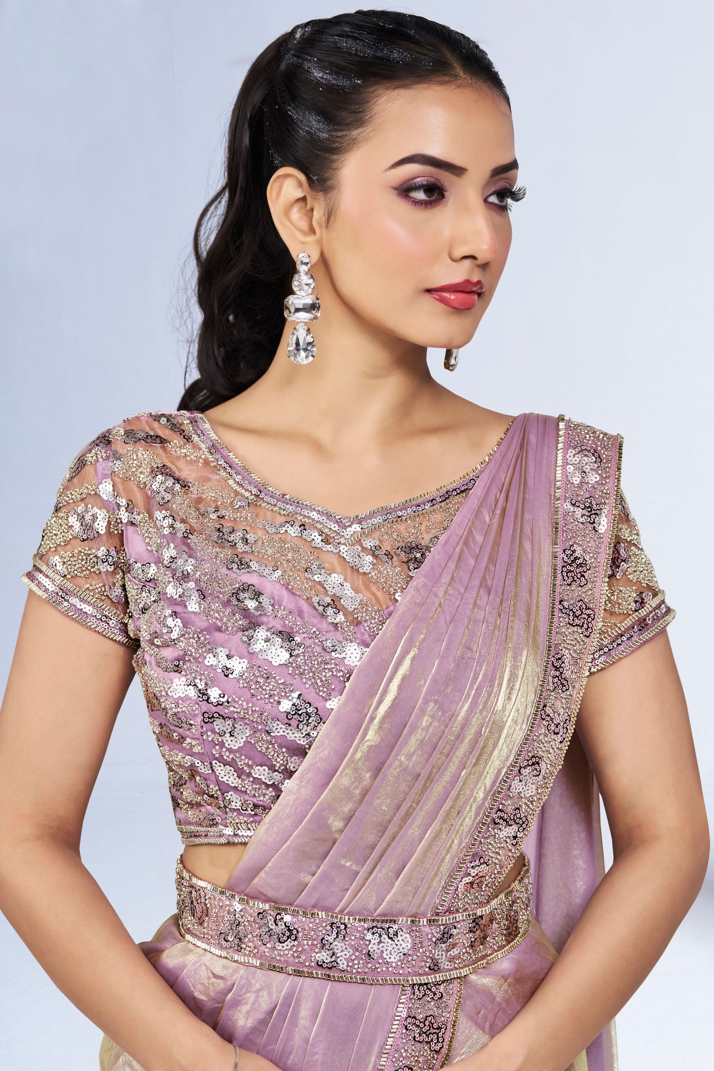 Lavender Satin Silk Readymade Saree-ZB133214_2_SareeButa.com