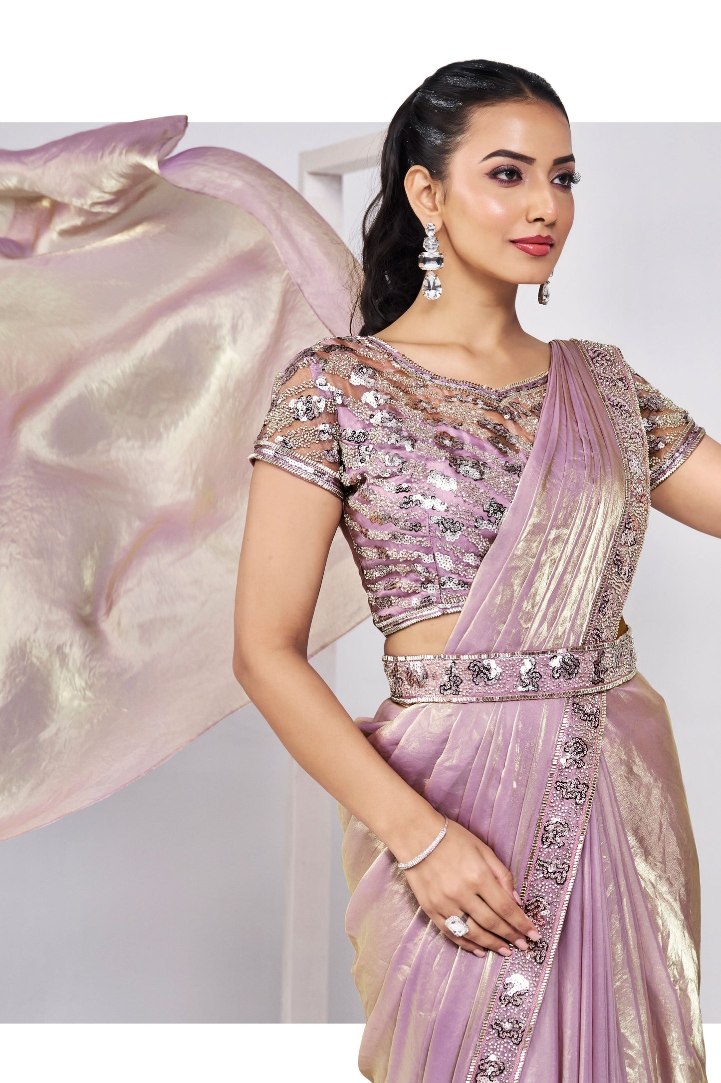 Lavender Satin Silk Readymade Saree-ZB133214_3_SareeButa.com