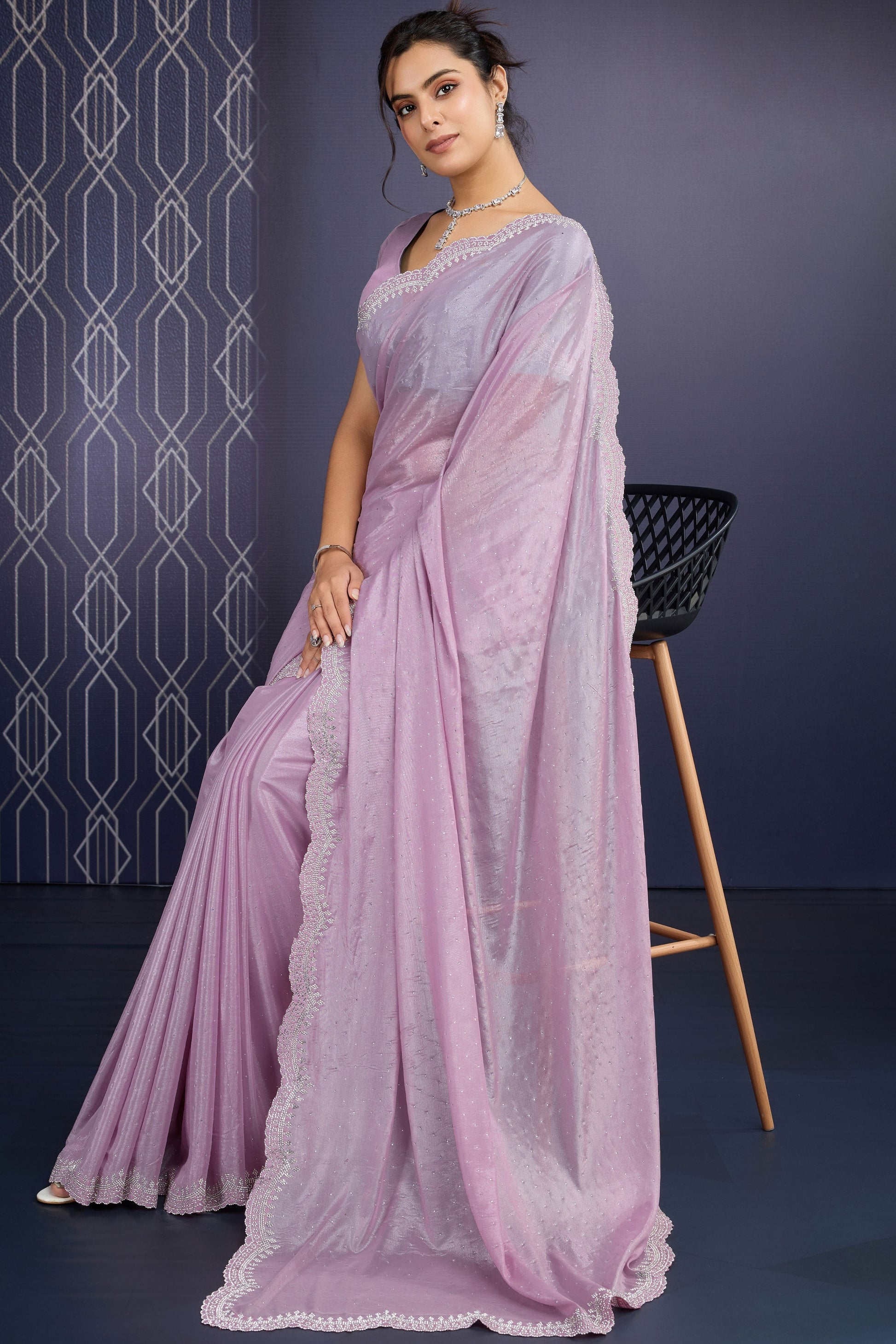 Lavender Stone Work Georgette Saree-ZB133344_3_SareeButa.com