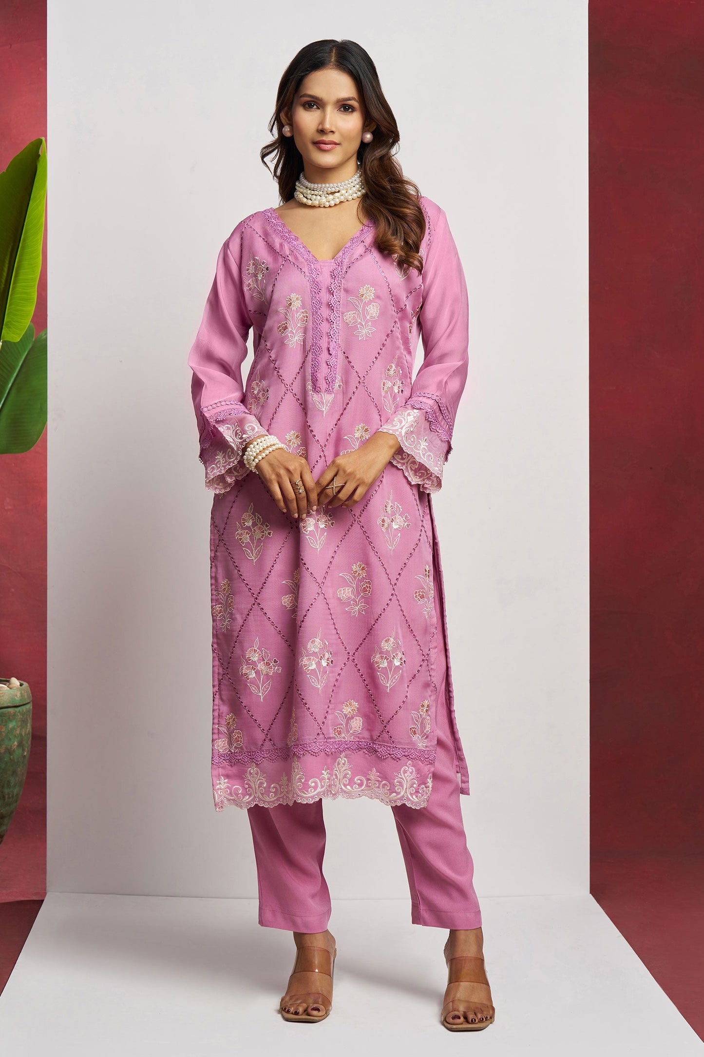 Lavender Unstitched Embroidered Organza Salwar Suit-SS180_4_SareeButa.com