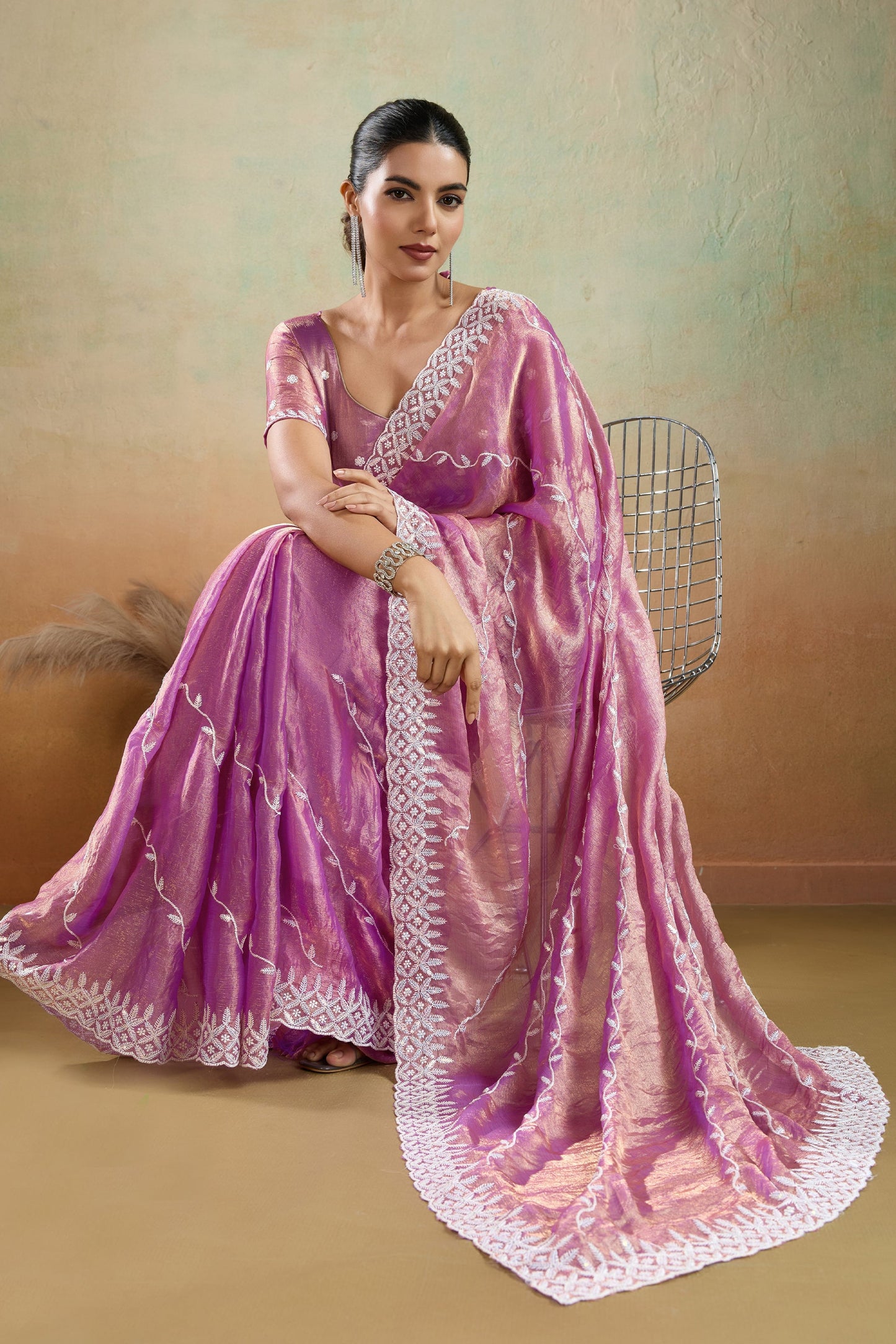 Lavender Embroidered Chiffon Saree-SAR10420_4_SareeButa.com