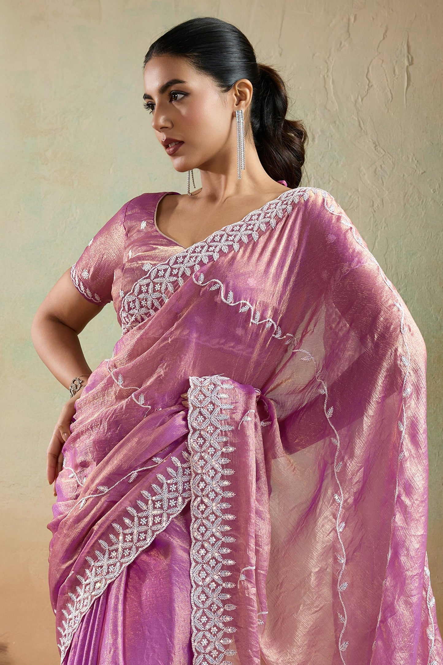 Lavender Embroidered Chiffon Saree-SAR10420_5_SareeButa.com