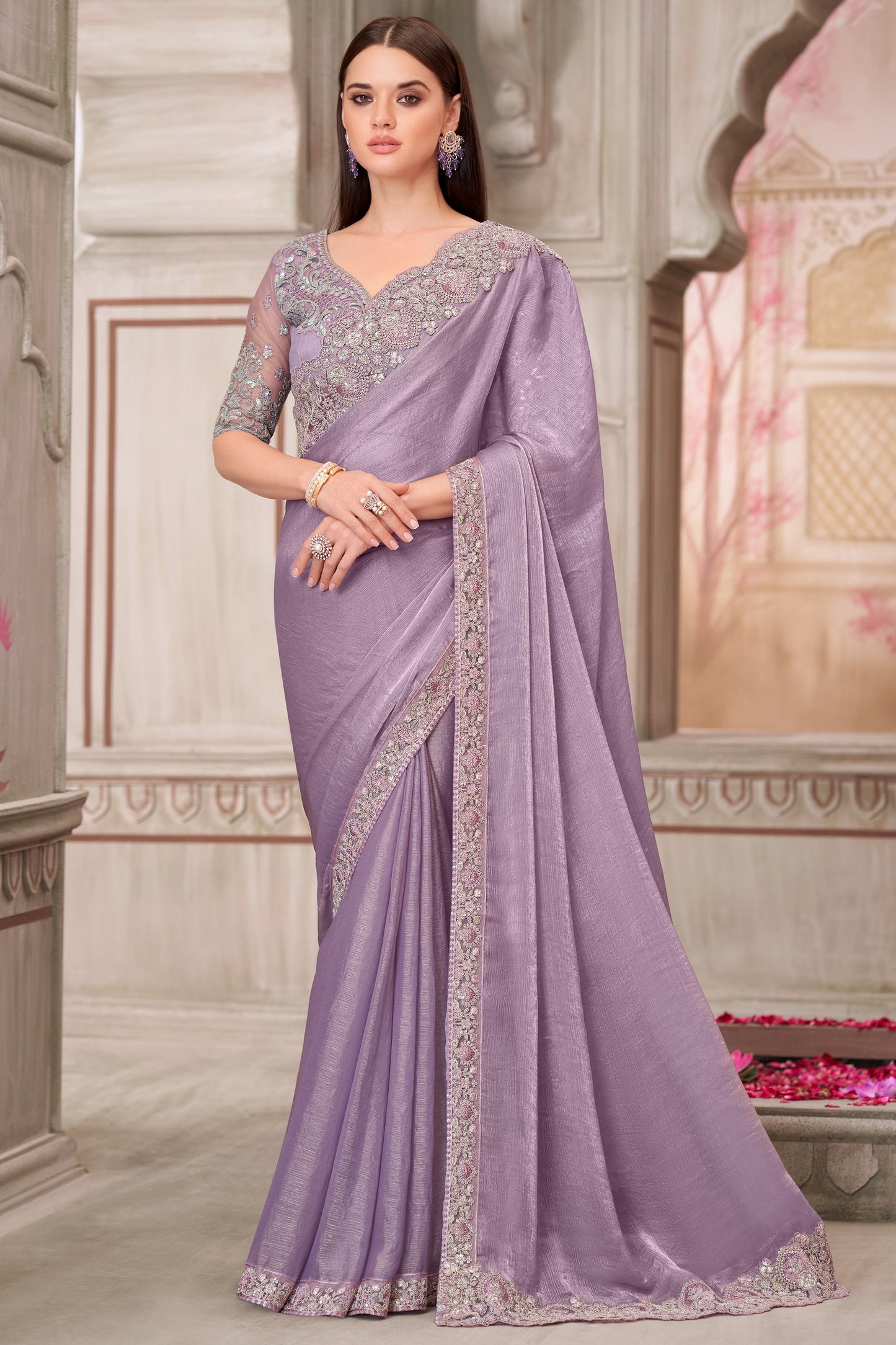 Lavender Embroidered Chiffon Silk Saree-ZB134560_1_SareeButa.com