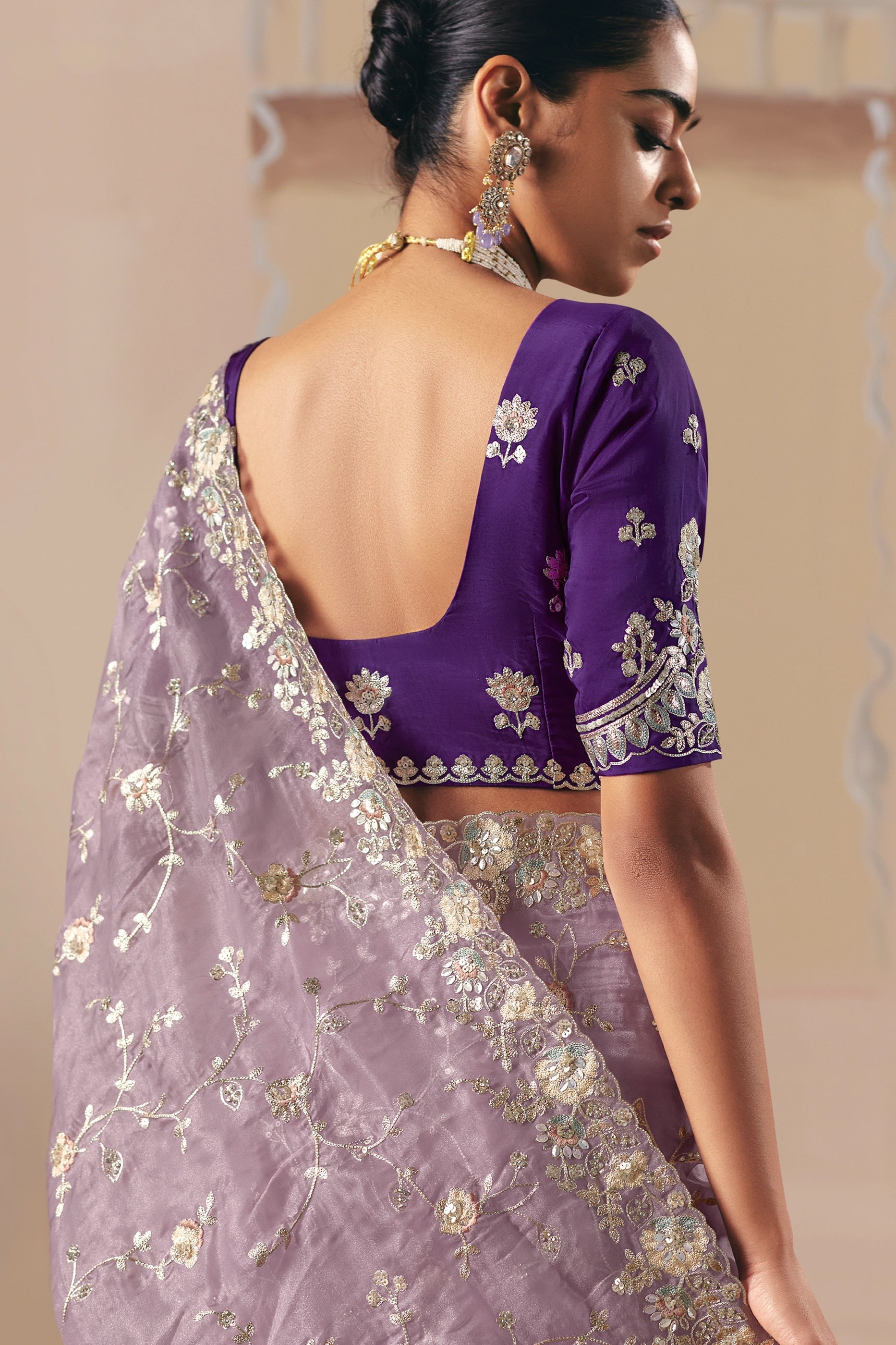 Lavender Embroidered Organza Saree-SAR10548_3_SareeButa.com