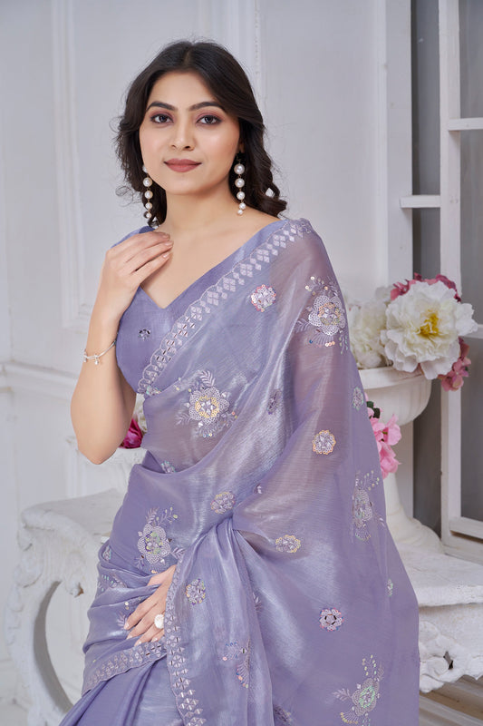 Lavender Embroidered Organza Saree-SAR10754_2_SareeButa.com