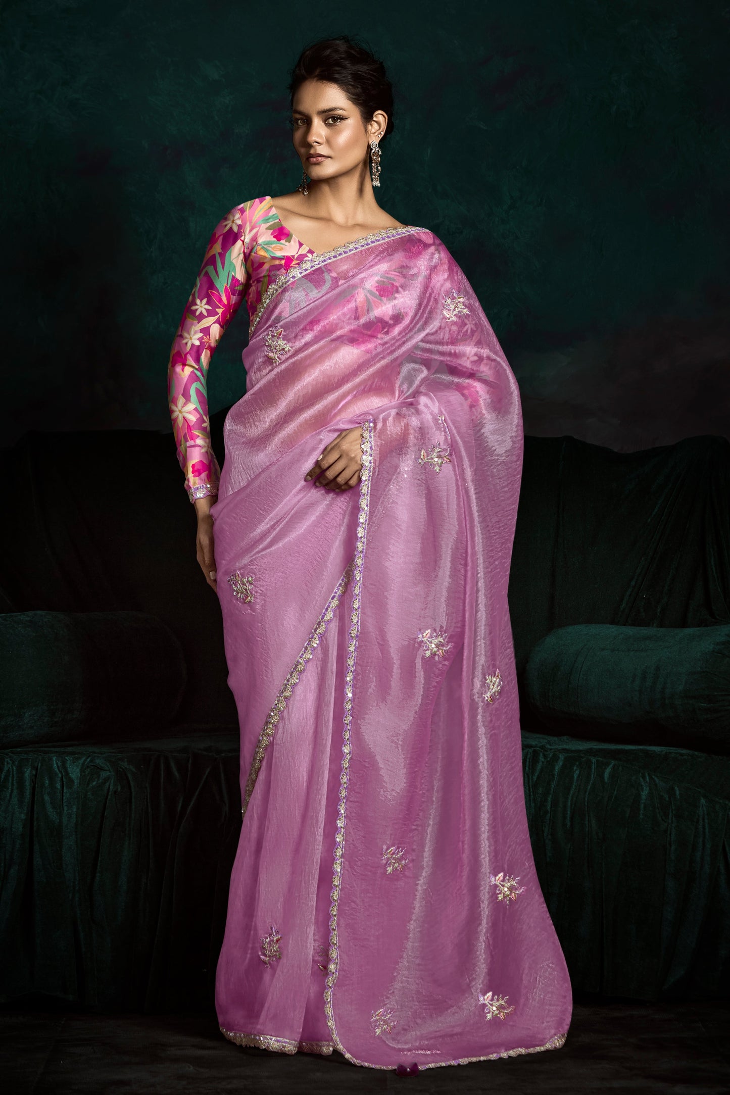 Lavender Embroidered Organza Saree-ZB134072_1_SareeButa.com