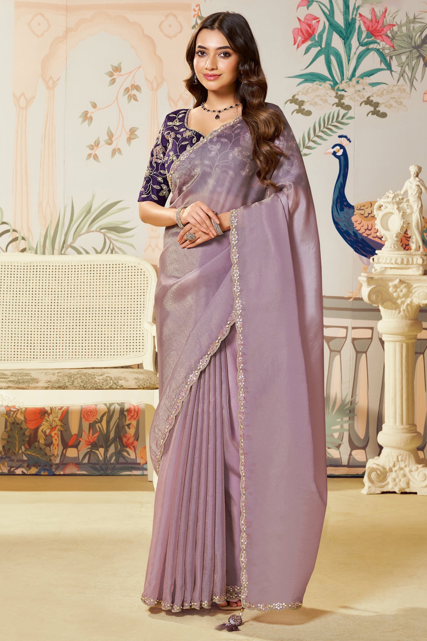 Lavender Embroidered Organza Silk Saree-SAR10472_1_SareeButa.com