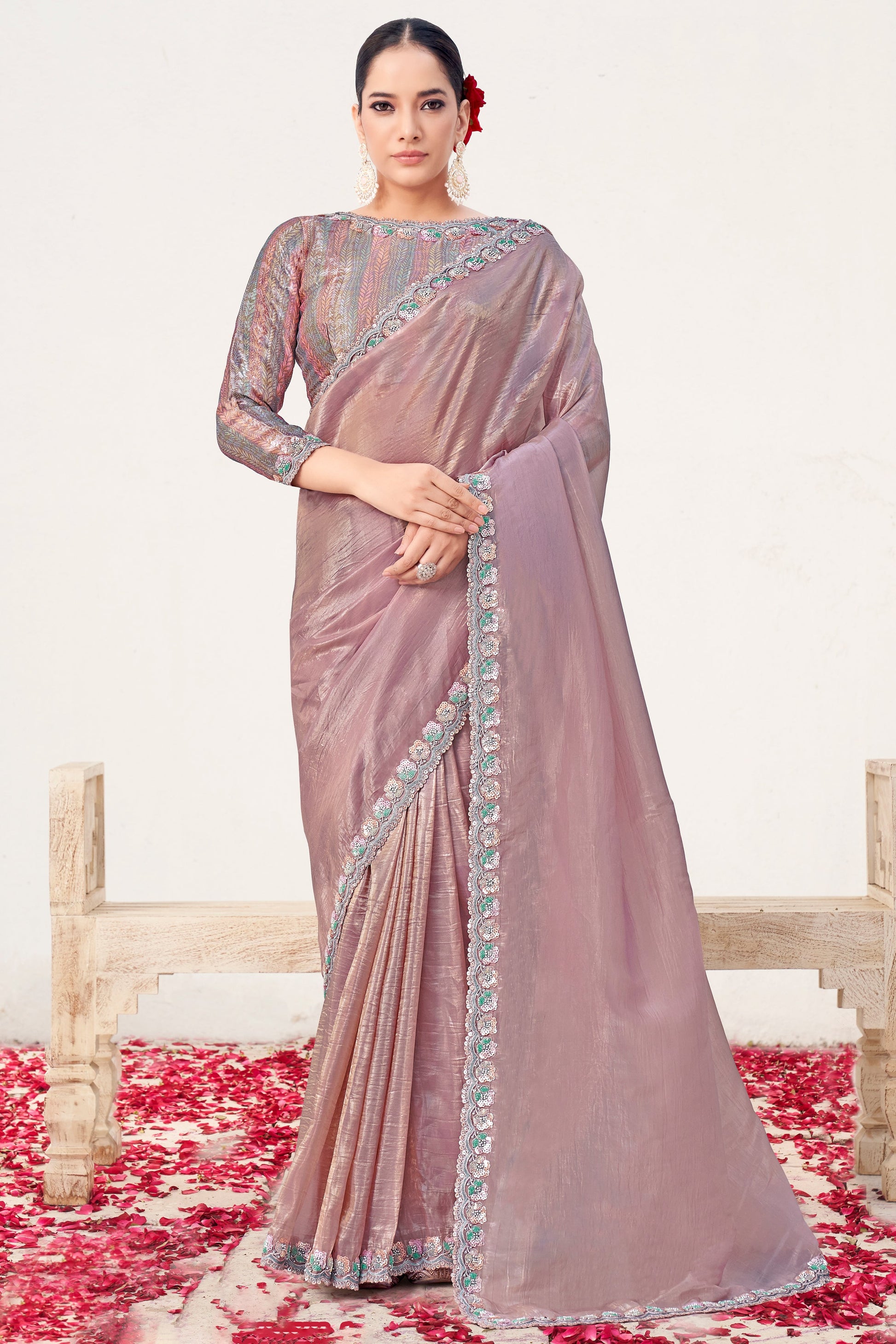 Lavender Embroidered Paper Silk Saree-ZB134572_1_SareeButa.com