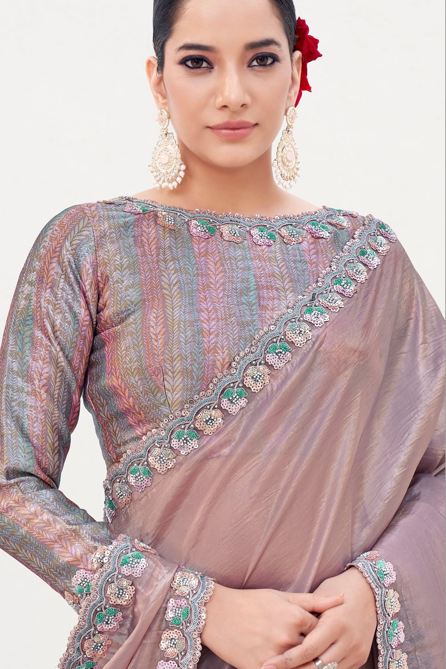 Lavender Embroidered Paper Silk Saree-ZB134572_2_SareeButa.com